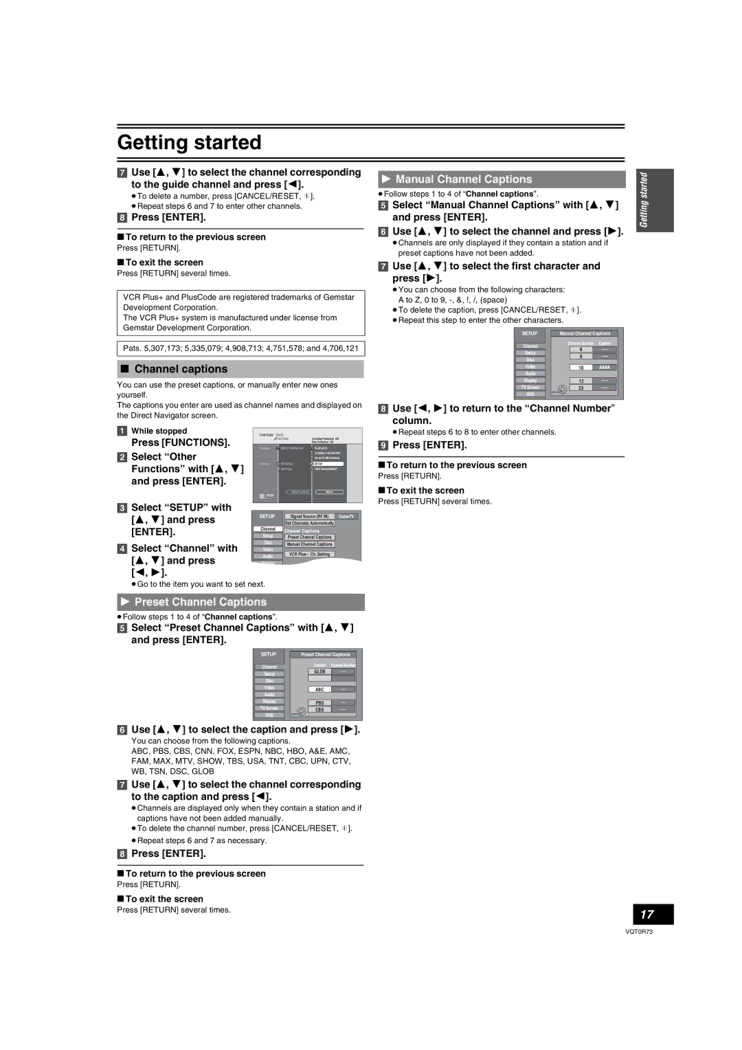 Panasonic DMR-ES40V operating instructions Channel captions, Manual Channel Captions, Preset Channel Captions 