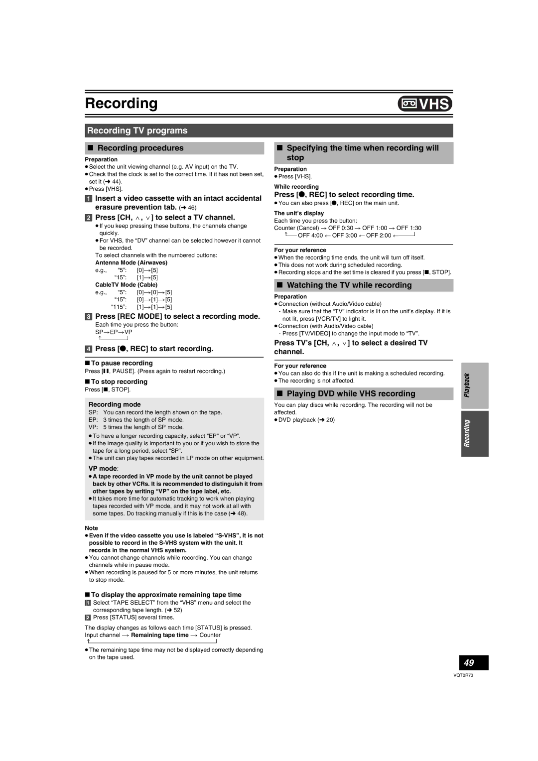 Panasonic DMR-ES40V operating instructions Specifying the time when recording will stop, Watching the TV while recording 