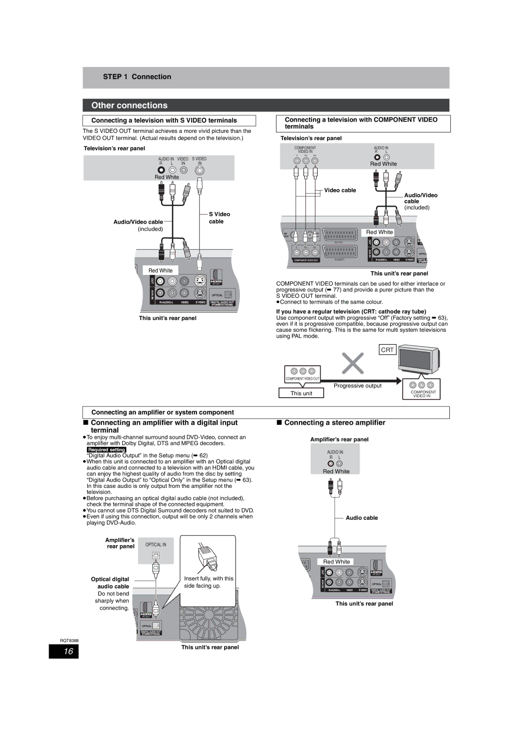 Panasonic DMR-EX75, DMR-EX85 manual Other connections, Connection, Connecting an amplifier with a digital input Terminal 