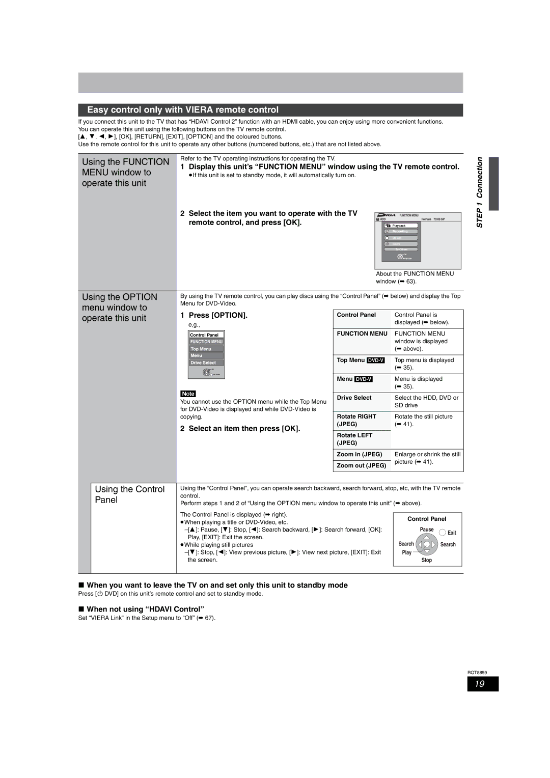 Panasonic DMR-EX87, DMR-EX77 operating instructions Easy control only with Viera remote control 