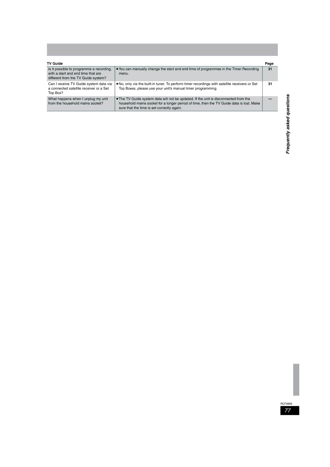 Panasonic DMR-EX87, DMR-EX77 operating instructions TV Guide 