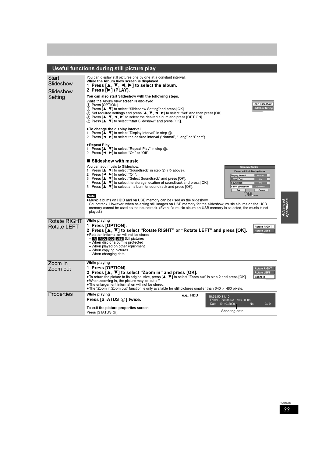 Panasonic DMR-EX79 quick start Useful functions during still picture play 