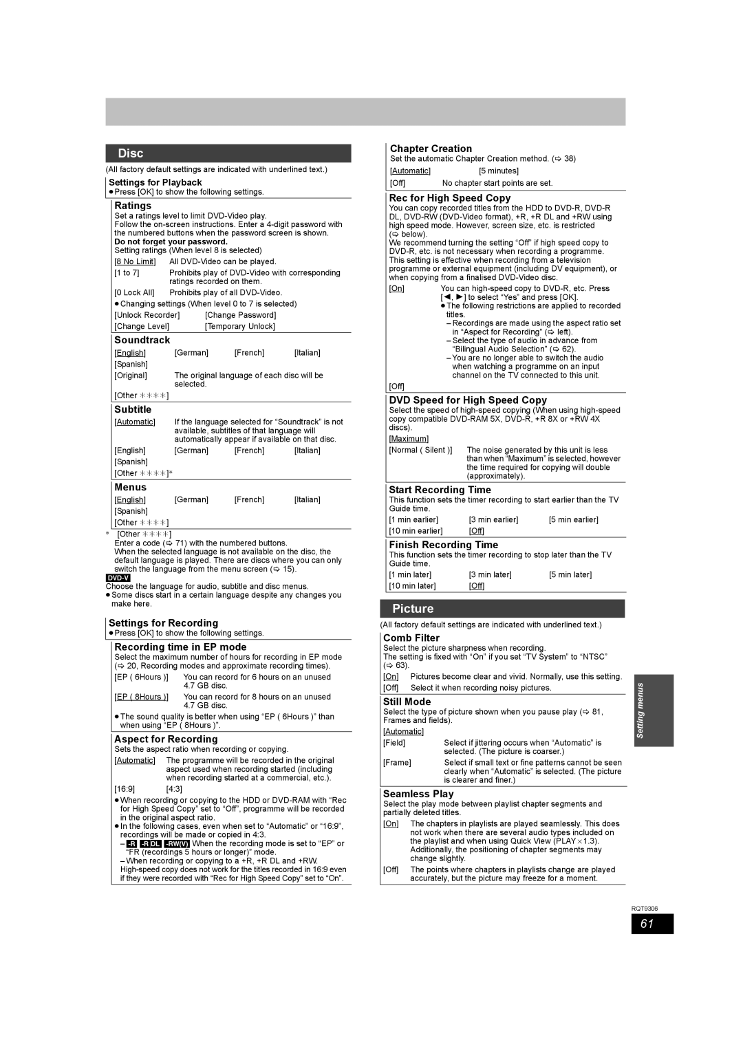 Panasonic DMR-EX79 quick start Disc, Picture 