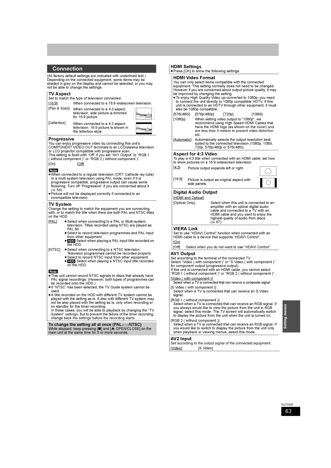 Panasonic DMR-EX79 quick start Connection 