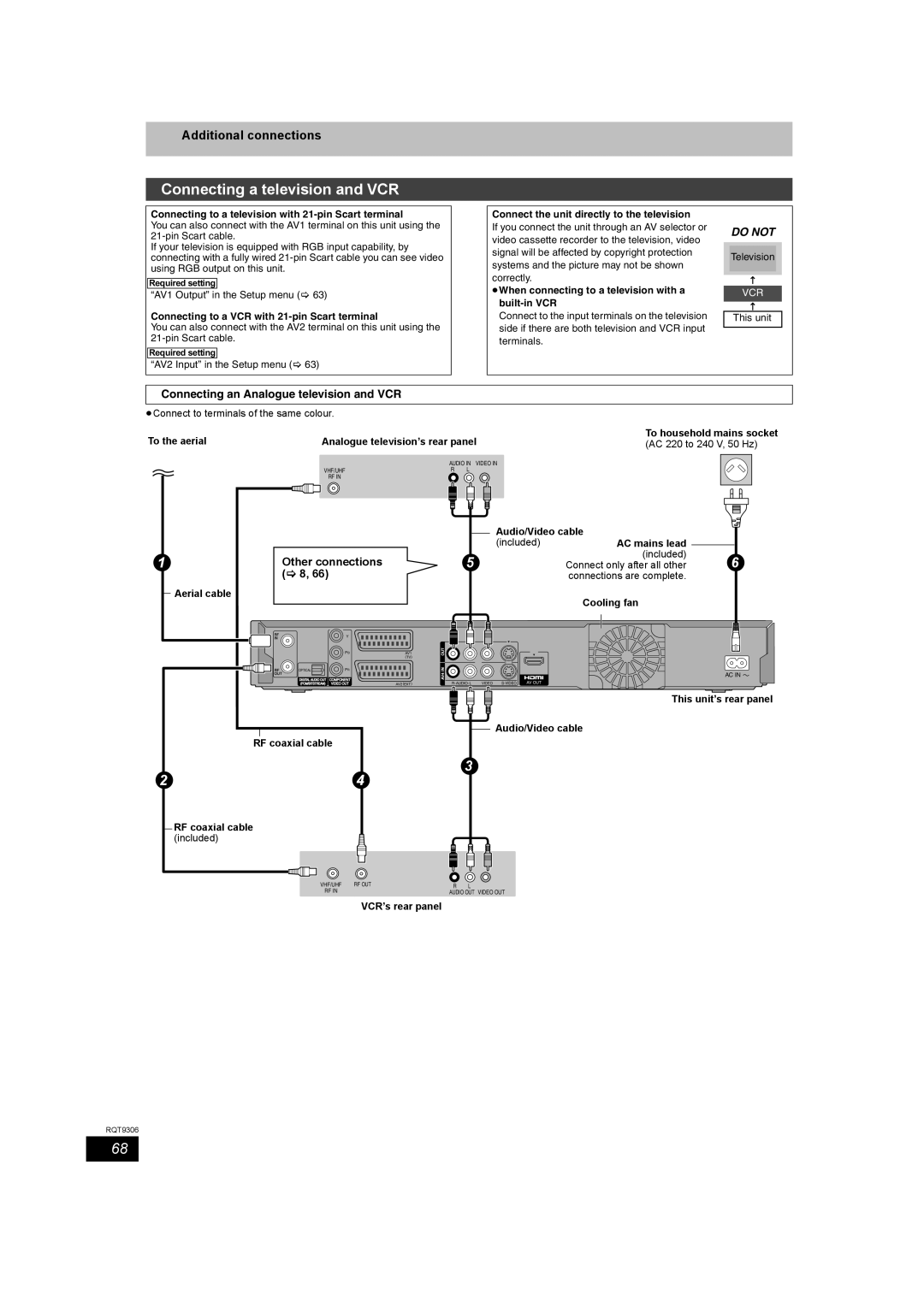 Panasonic DMR-EX79 quick start Connecting a television and VCR, Additional connections, Other connections 