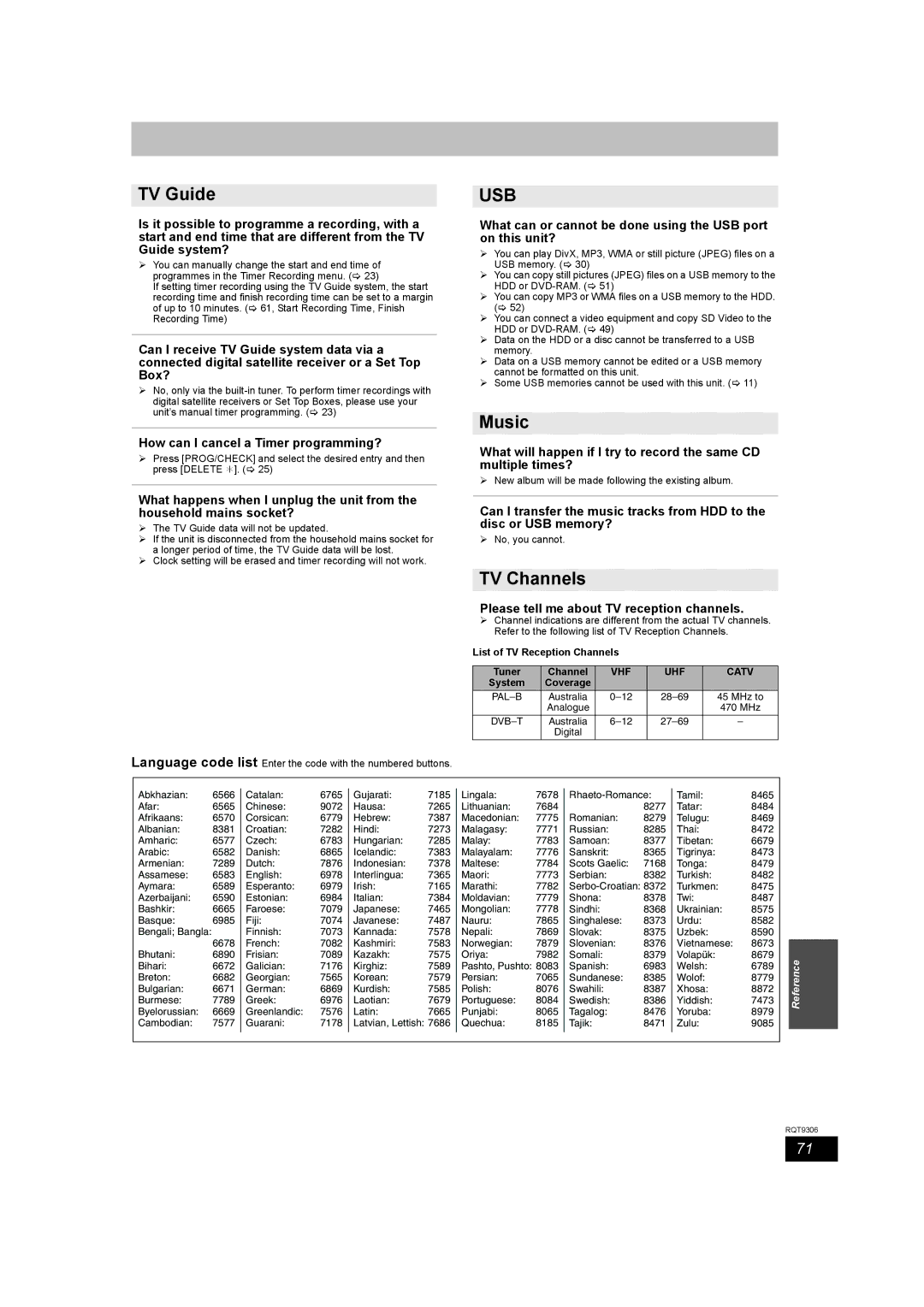 Panasonic DMR-EX79 quick start TV Guide, Music, TV Channels 