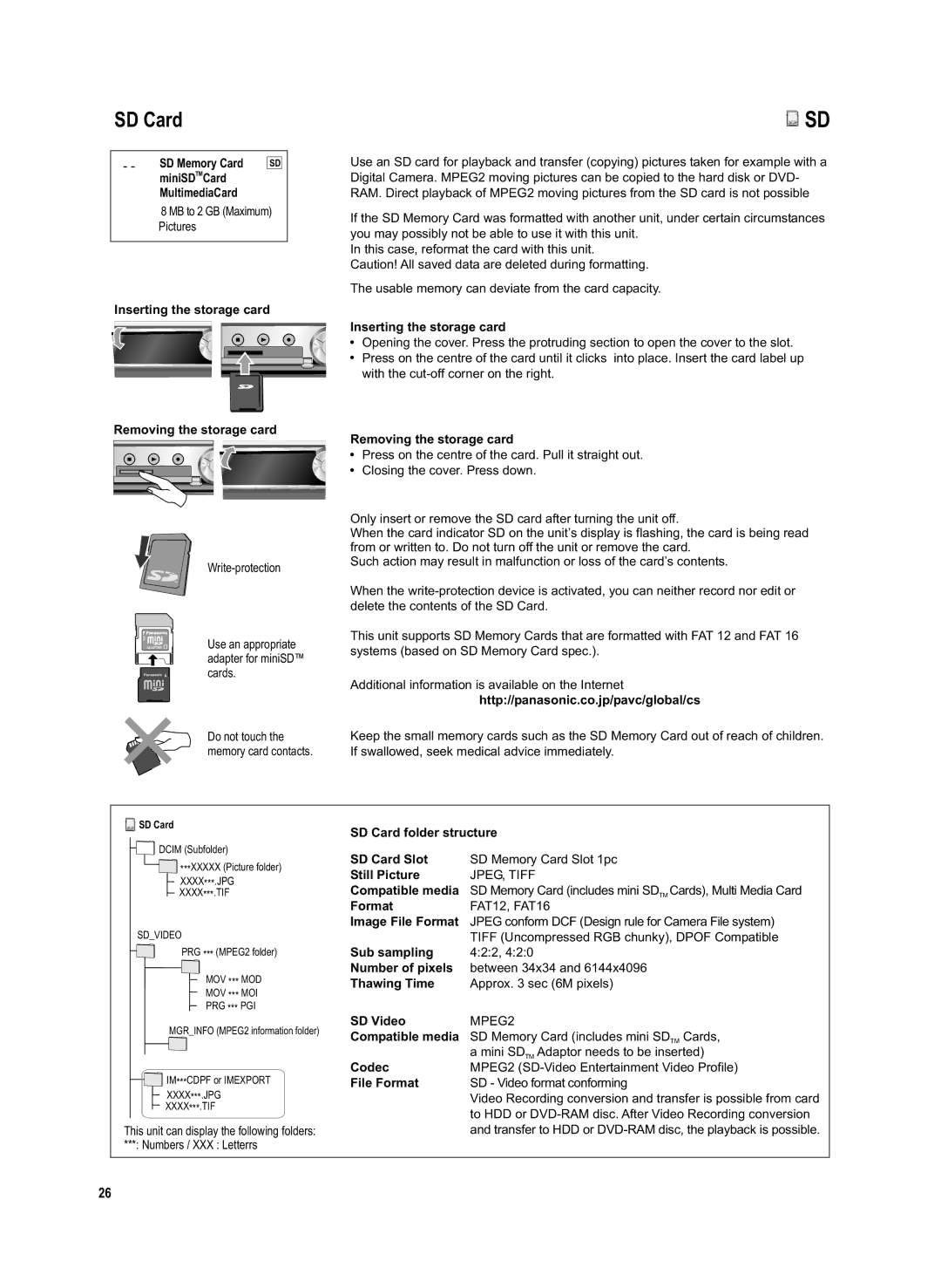 Panasonic DMR-EX95V manual SD Card 