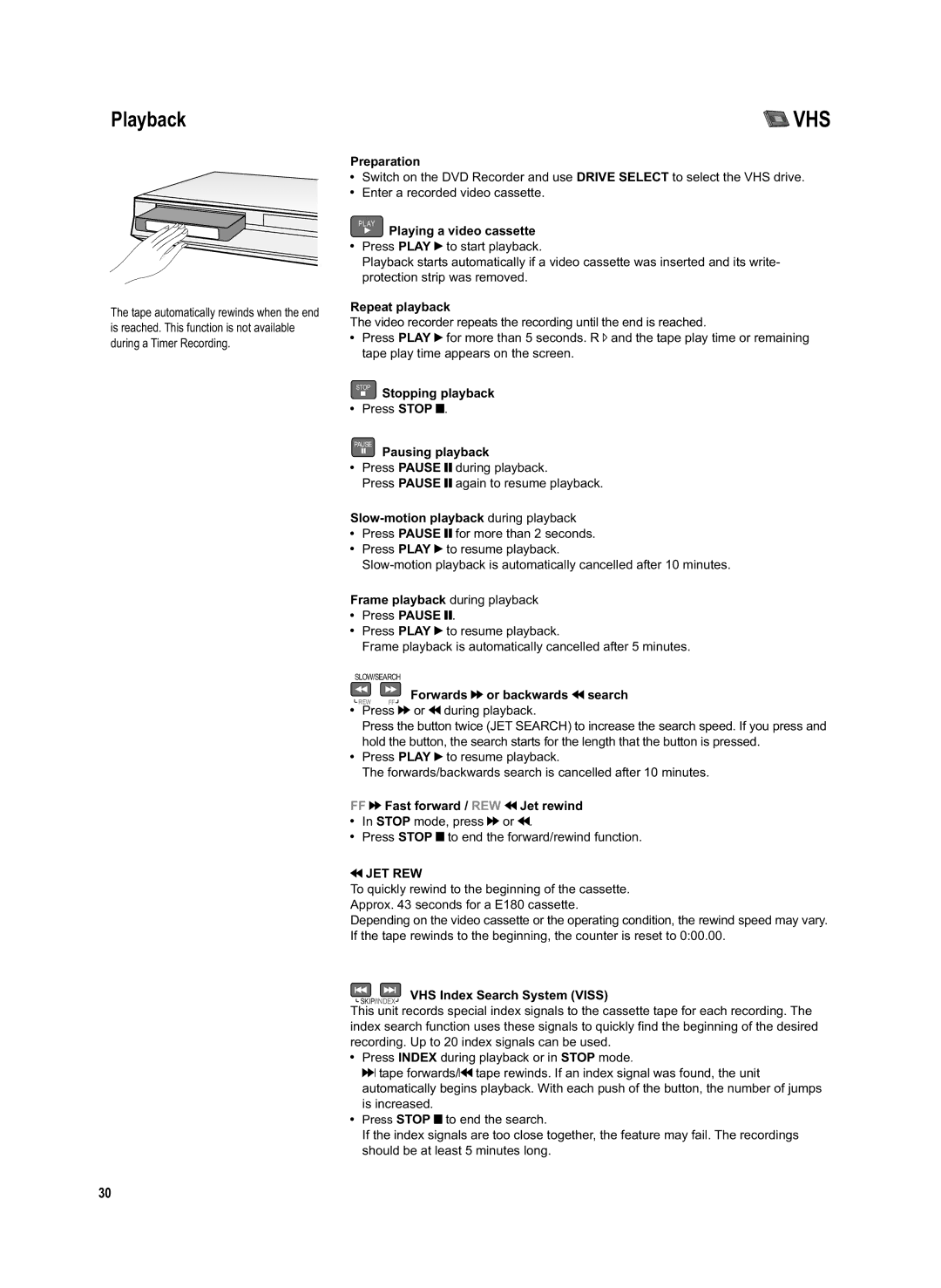 Panasonic DMR-EX95V manual Jet Rew 