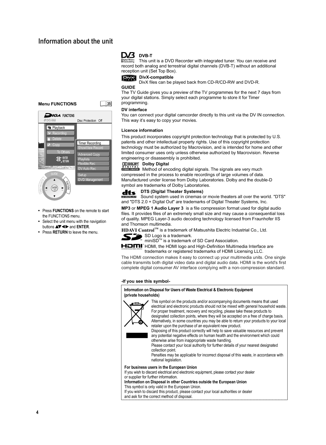 Panasonic DMR-EX95V manual Dvb-T, Guide 