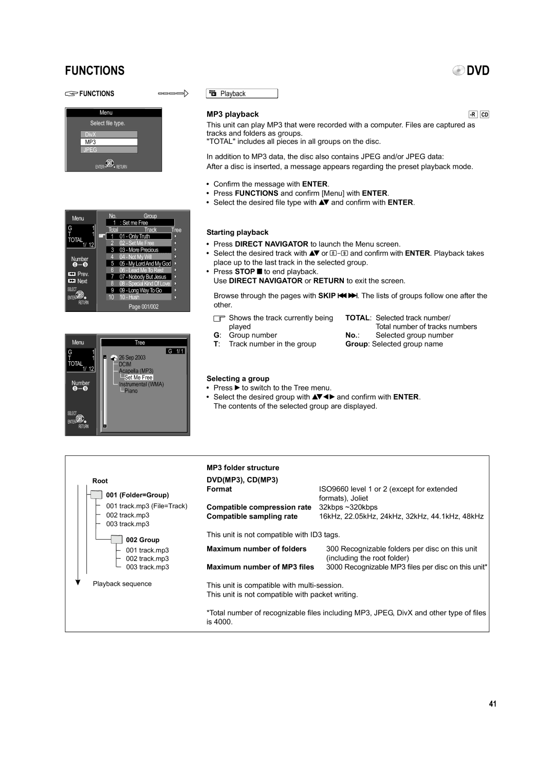 Panasonic DMR-EX95V manual Playback MP3 playback, Starting playback 