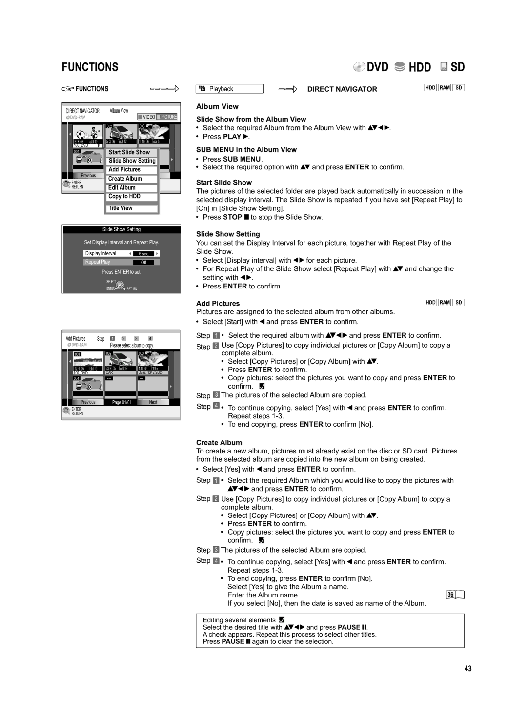 Panasonic DMR-EX95V manual Album View 