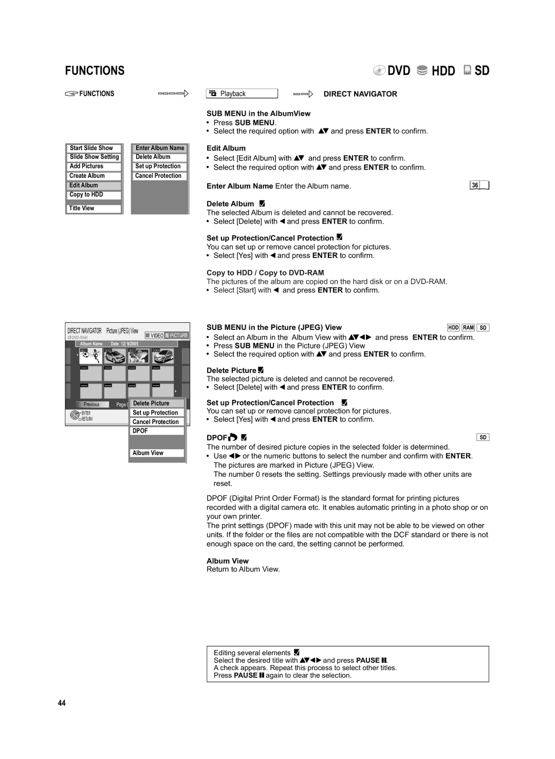 Panasonic DMR-EX95V manual Dpof 