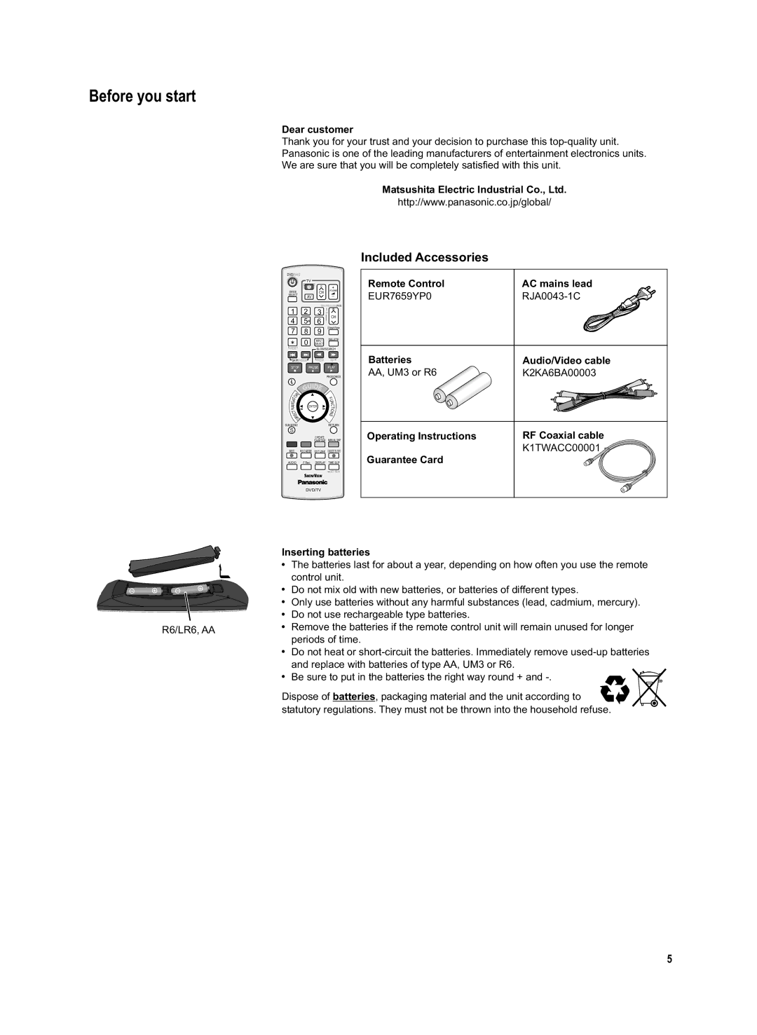 Panasonic DMR-EX95V manual Before you start 