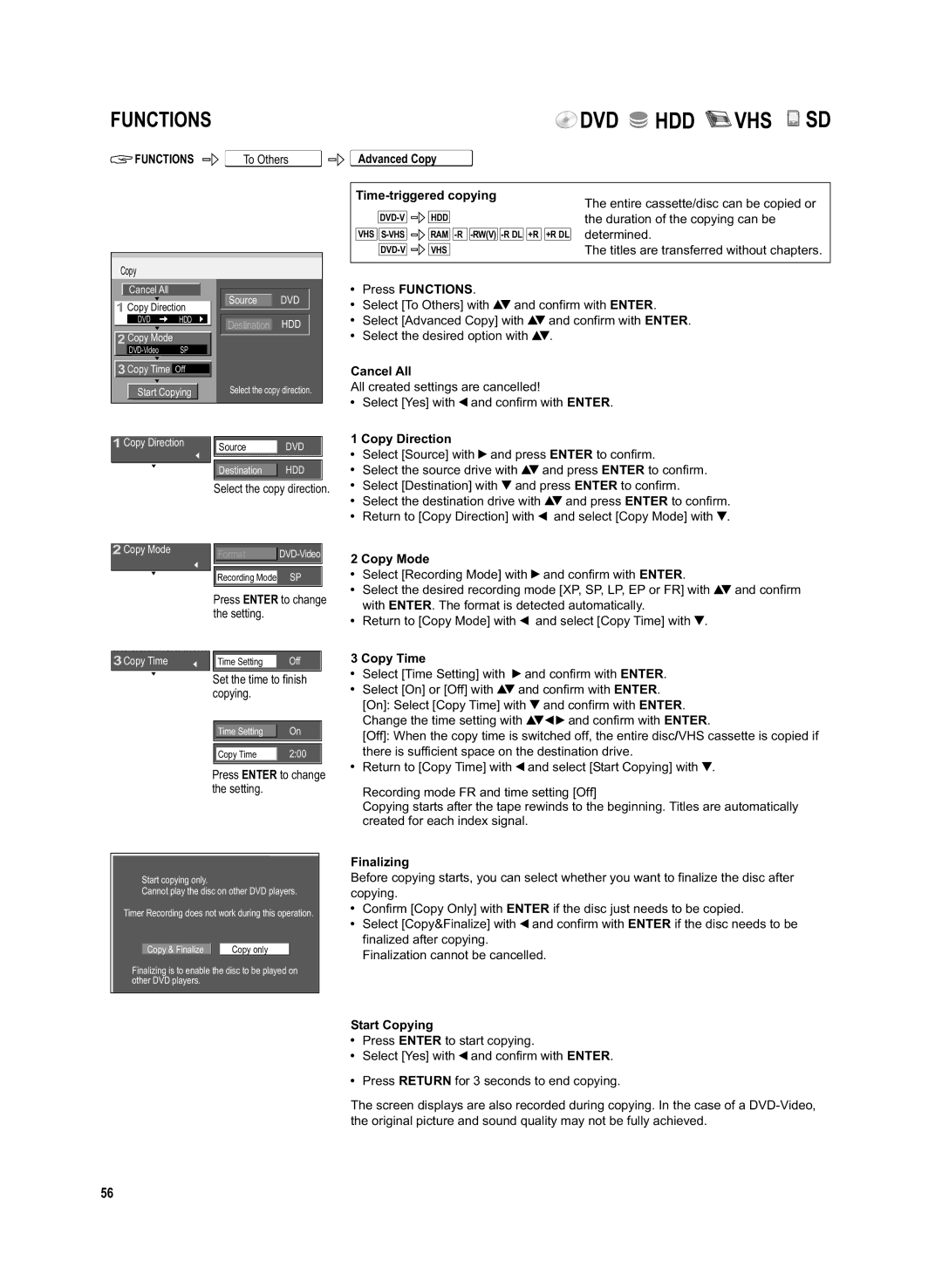 Panasonic DMR-EX95V manual Advanced Copy Time-triggered copying, Duration of the copying can be, Determined 