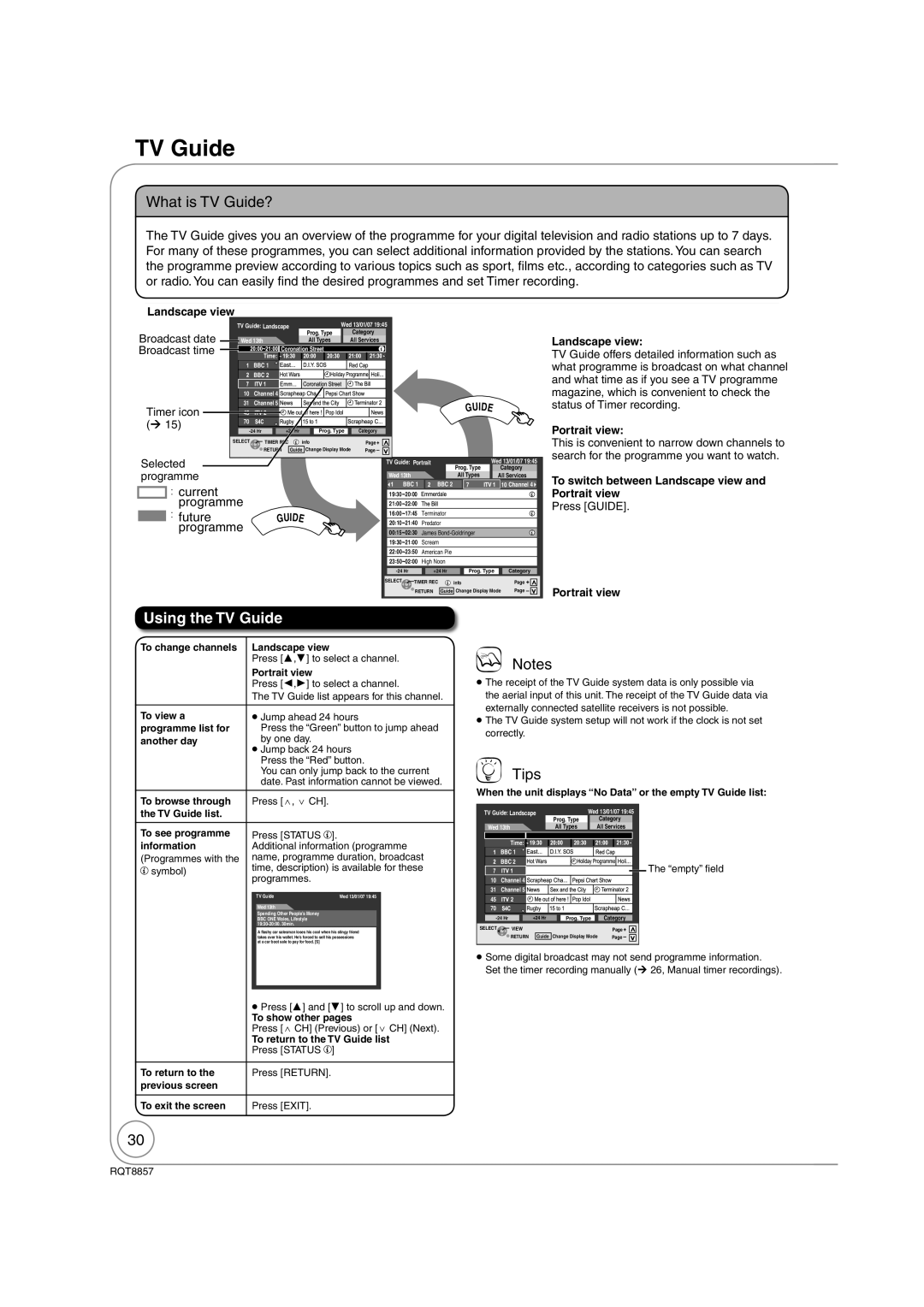 Panasonic DMR-EZ47VEB quick start What is TV Guide?, Using the TV Guide 