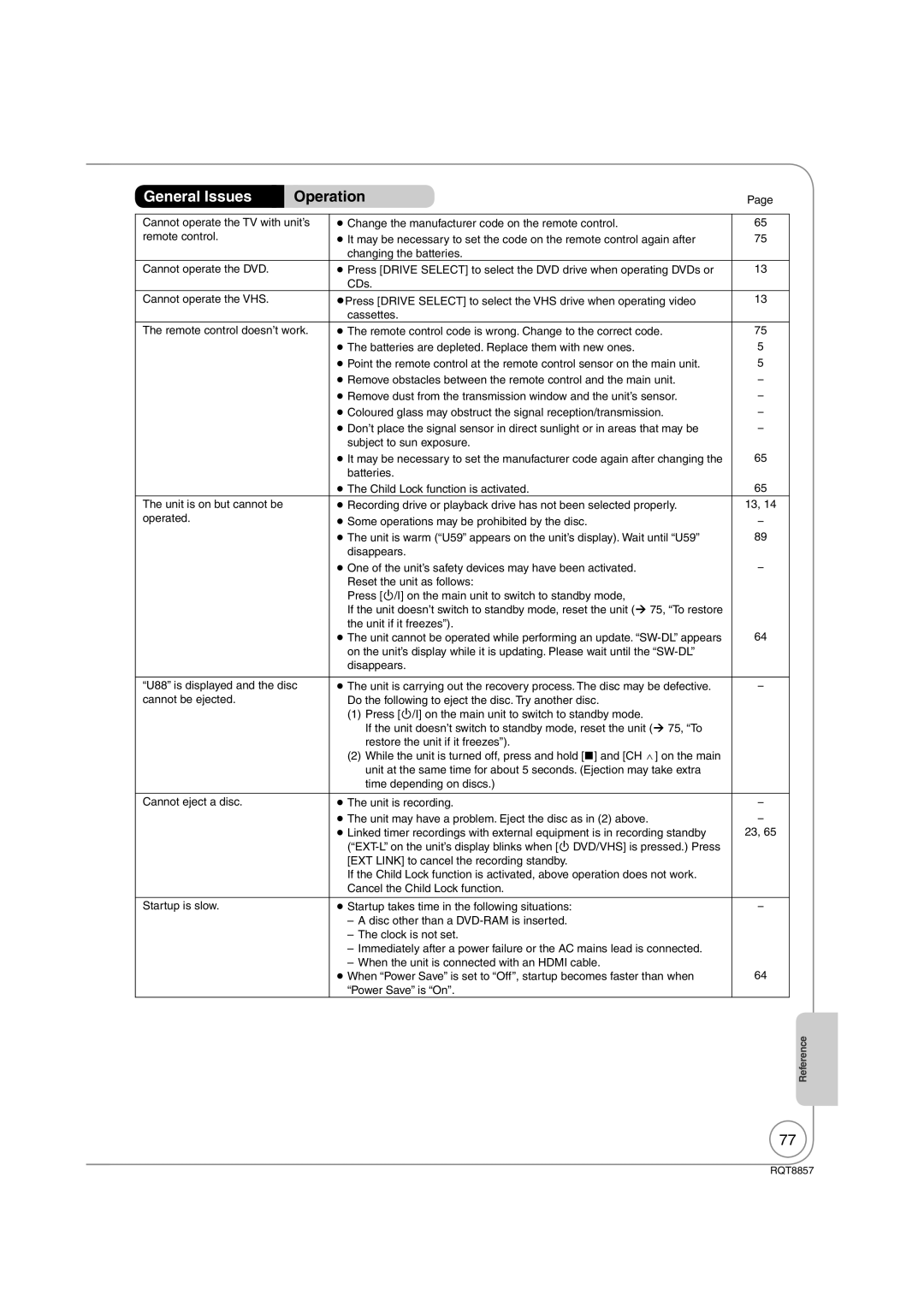 Panasonic DMR-EZ47VEB quick start Operation 