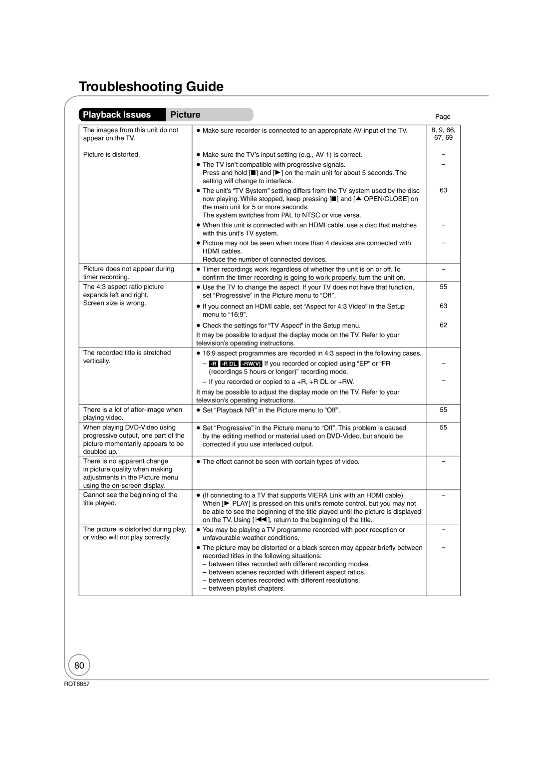 Panasonic DMR-EZ47VEB quick start Playback Issues, Picture 