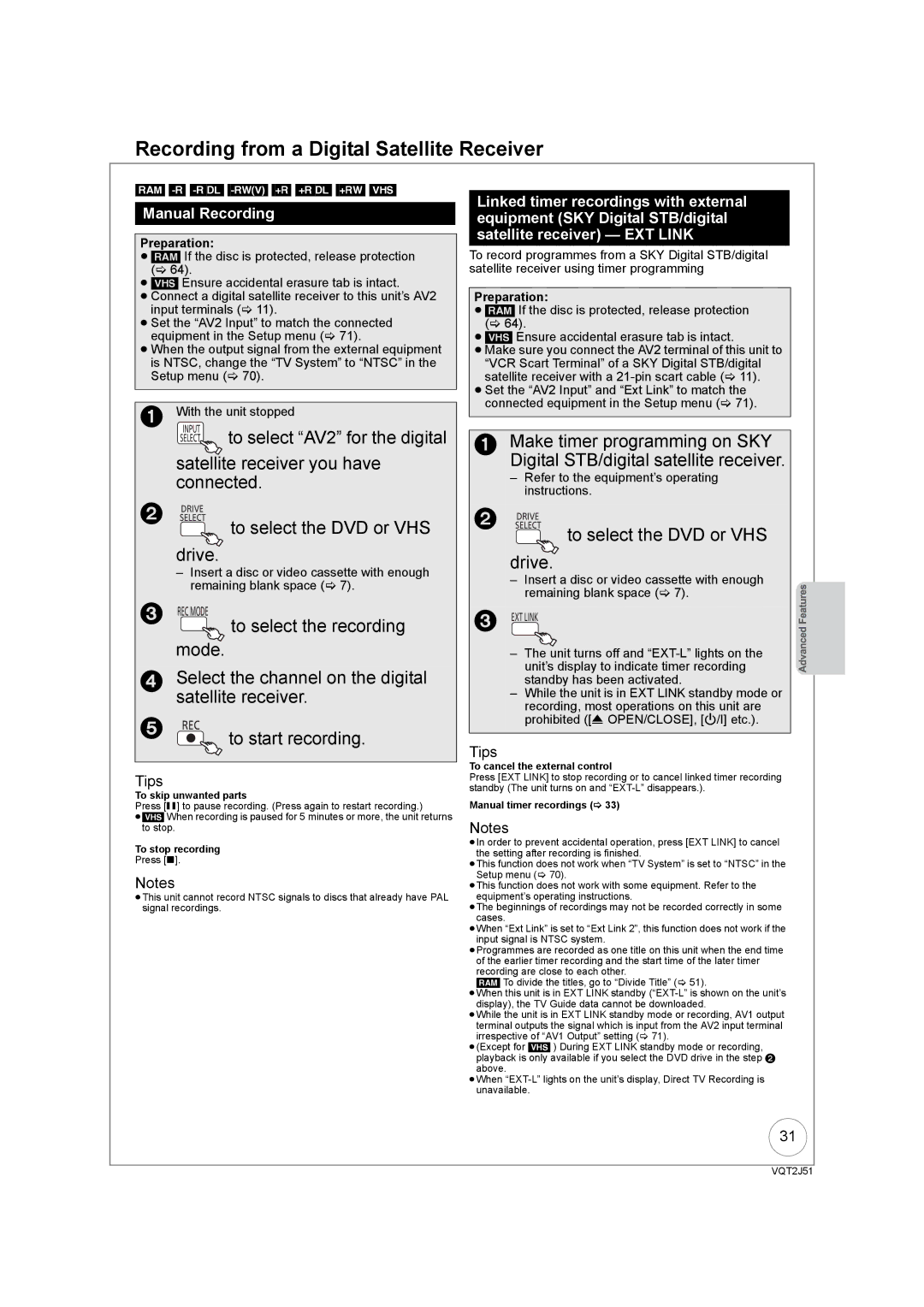 Panasonic DMR-EZ49VEB manual Recording from a Digital Satellite Receiver, Satellite receiver you have, Connected 