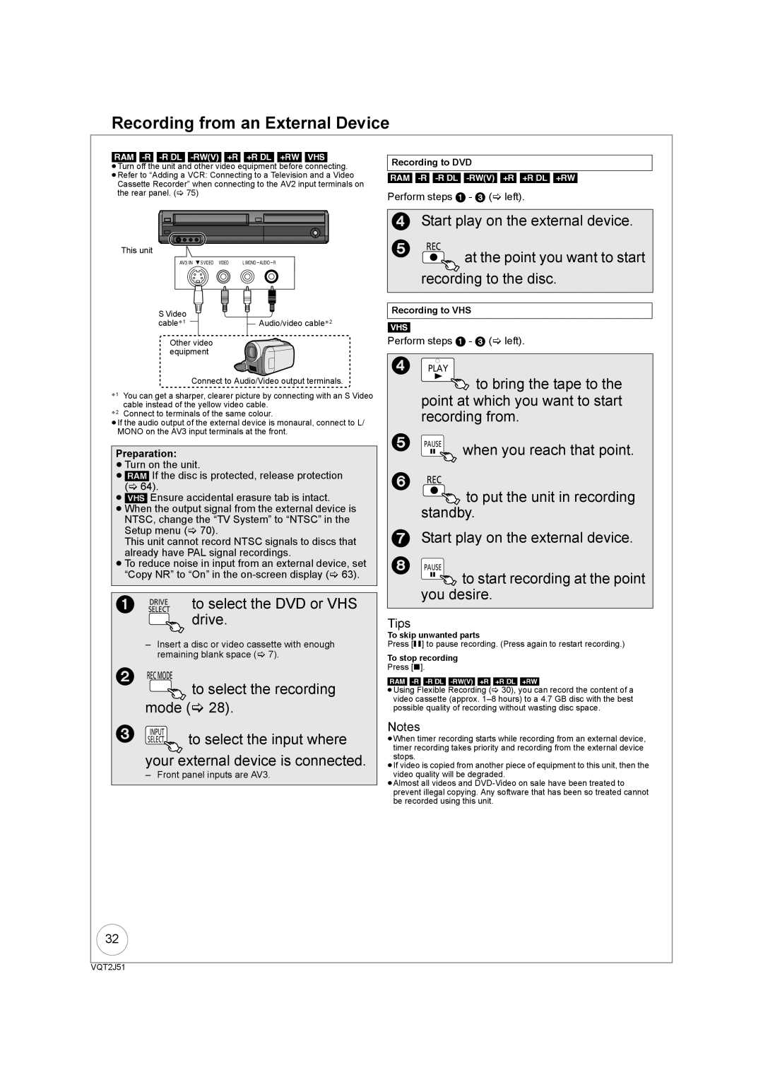 Panasonic DMR-EZ49VEB manual Recording from an External Device 