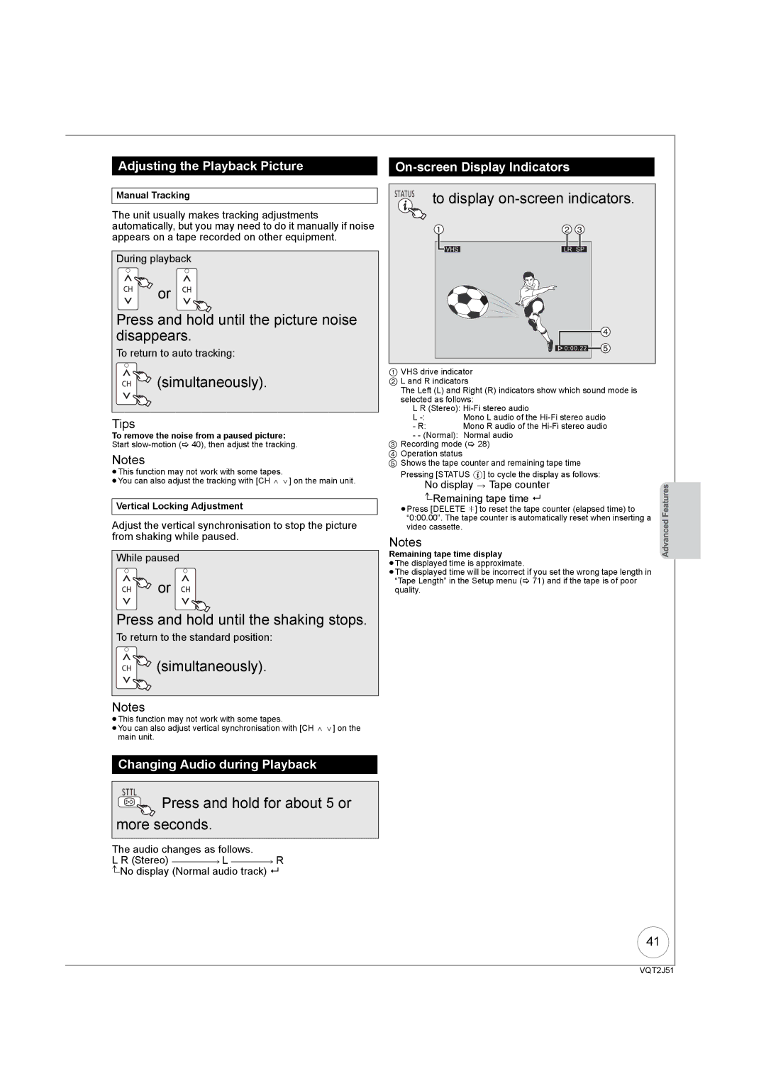 Panasonic DMR-EZ49VEB manual Press and hold until the picture noise disappears, CH simultaneously 