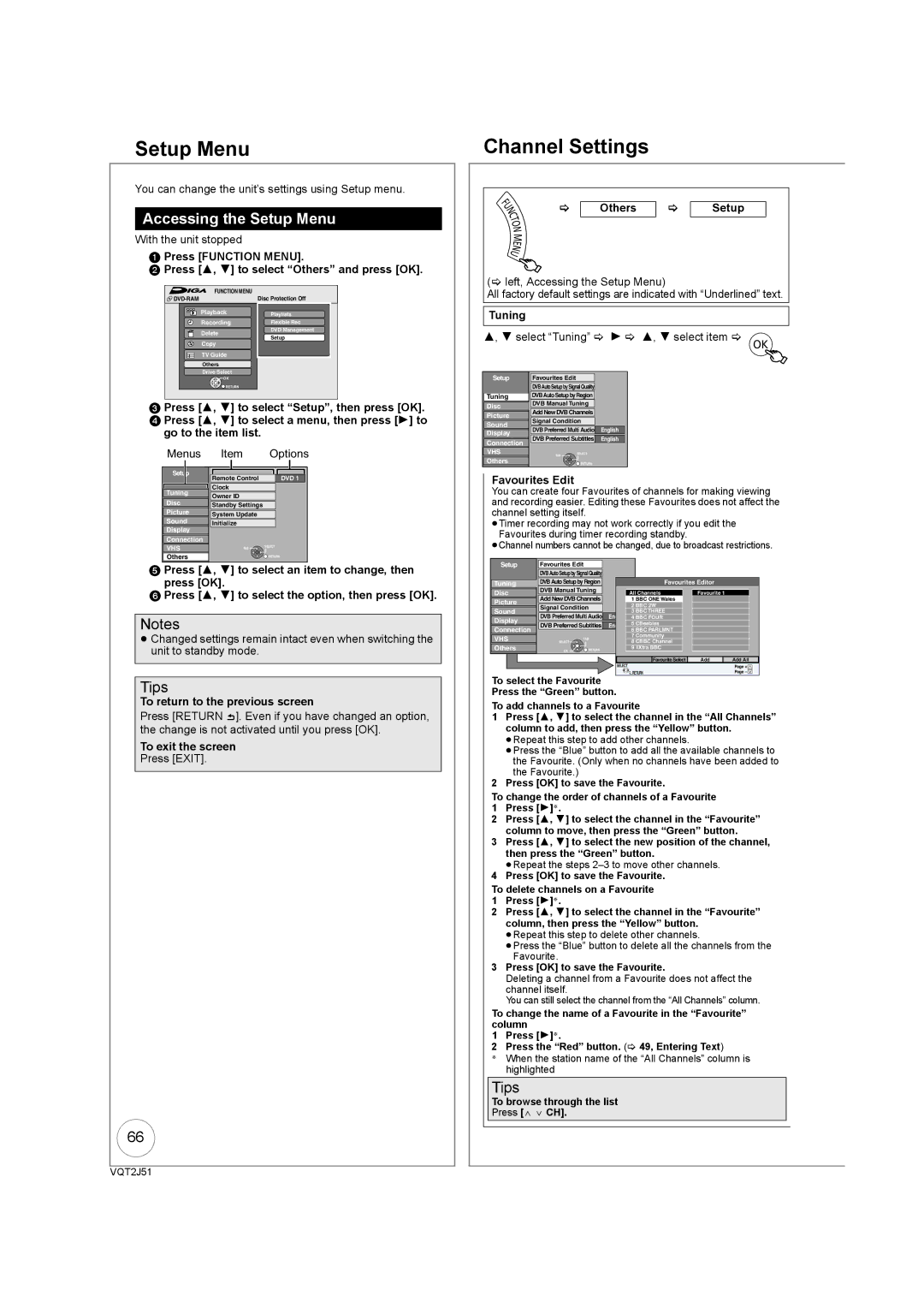 Panasonic DMR-EZ49VEB manual Channel Settings, Accessing the Setup Menu 