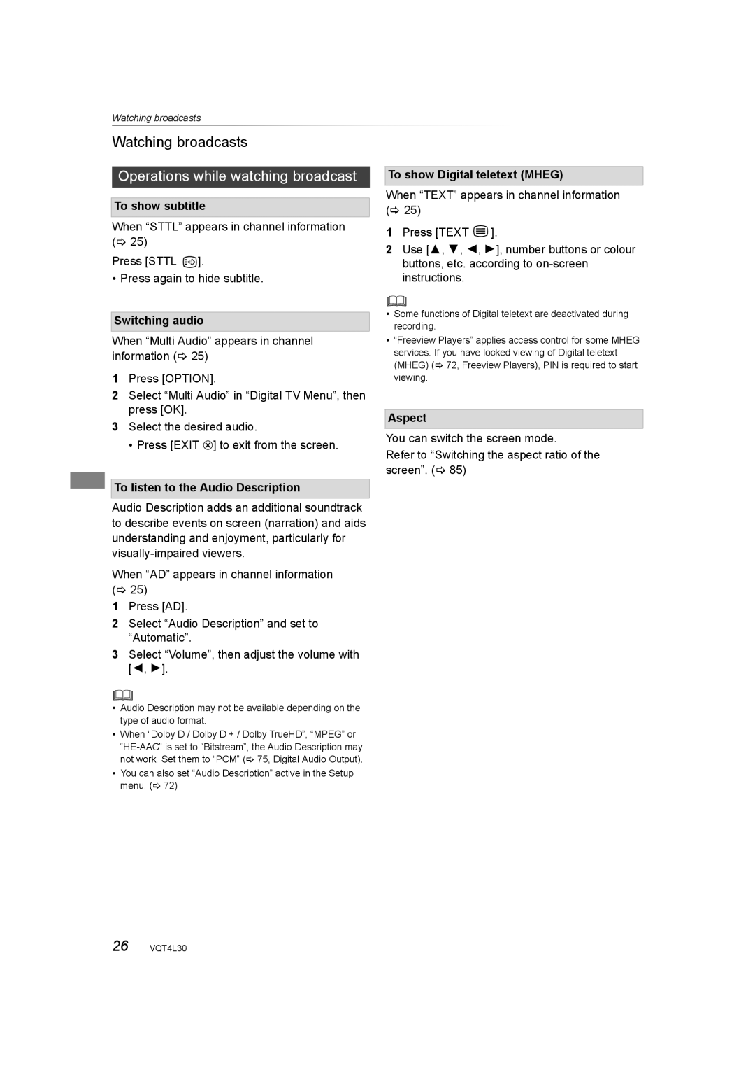 Panasonic DMR-PWT530, DMR-PWT635 operating instructions Operations while watching broadcast 