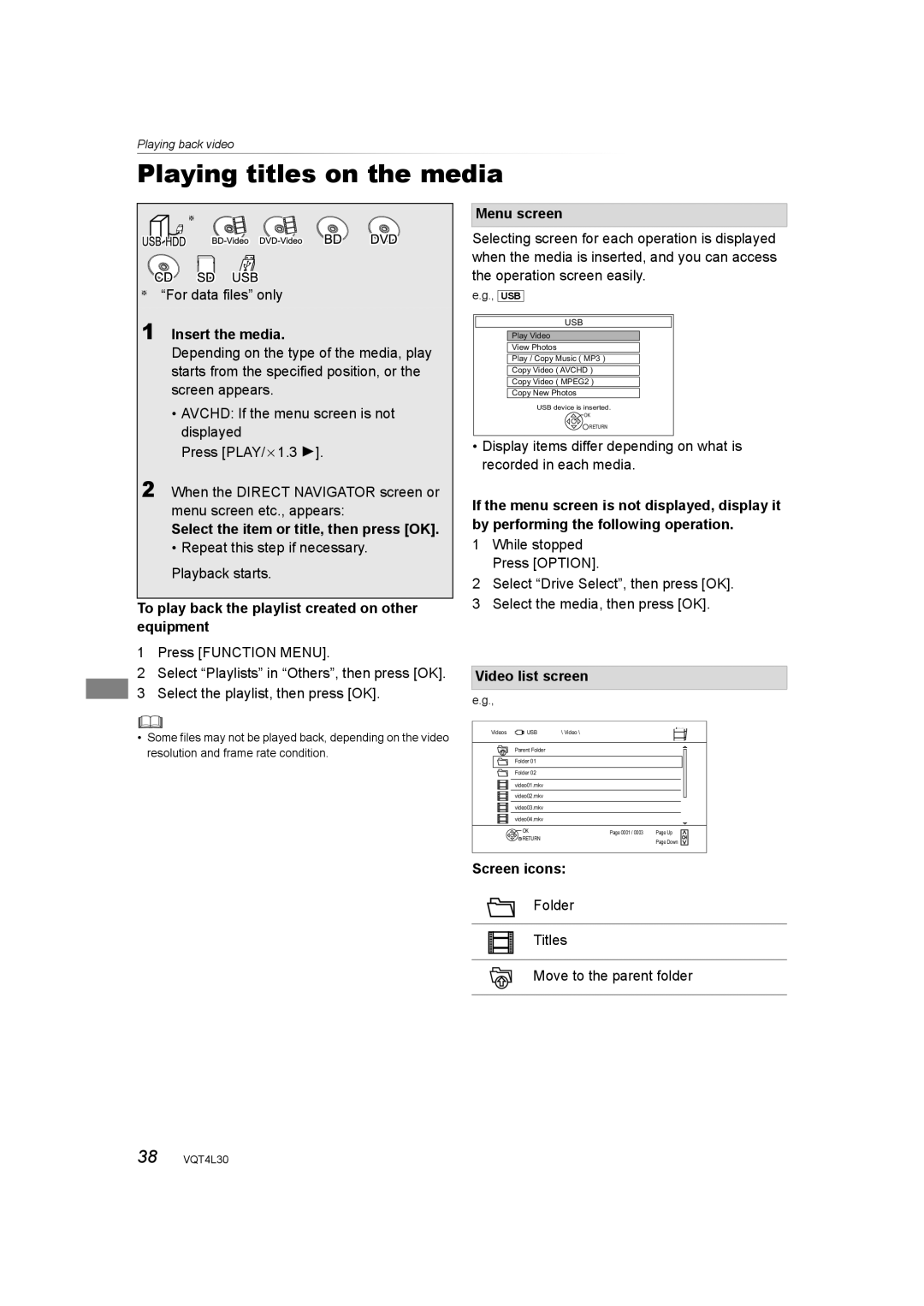 Panasonic DMR-PWT530, DMR-PWT635 operating instructions Playing titles on the media 