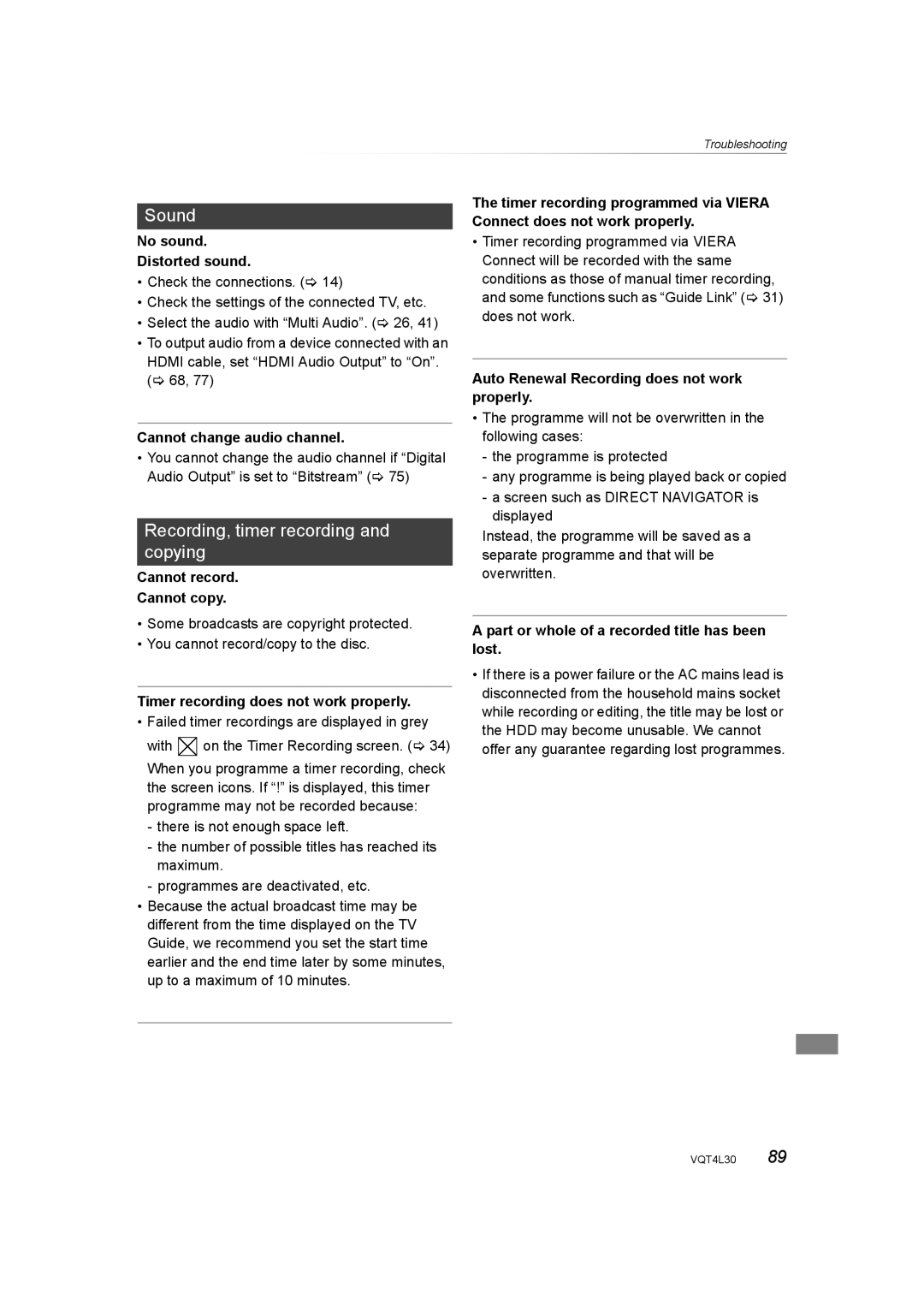 Panasonic DMR-PWT635, DMR-PWT530 operating instructions Recording, timer recording and copying 