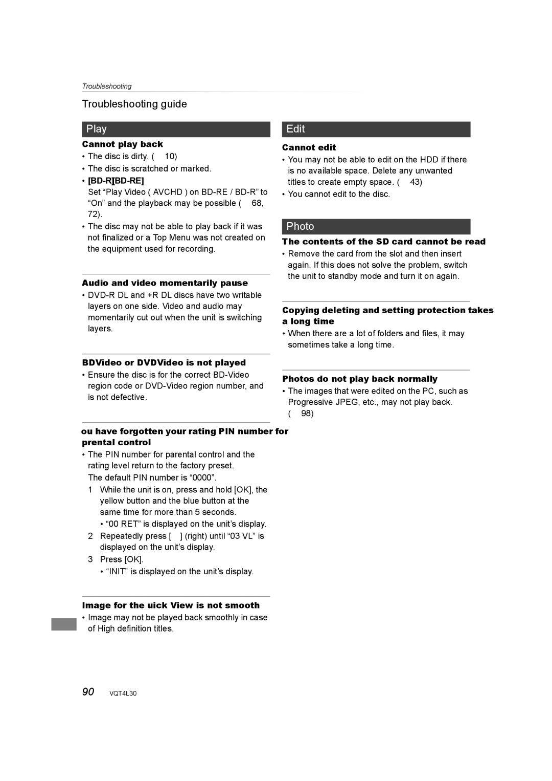 Panasonic DMR-PWT530, DMR-PWT635 operating instructions Play, Edit, Photo 