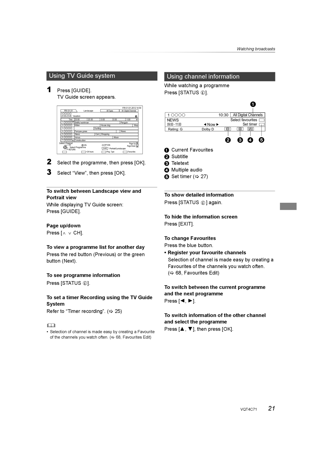 Panasonic DMR-XW390 operating instructions Using TV Guide system, Using channel information 