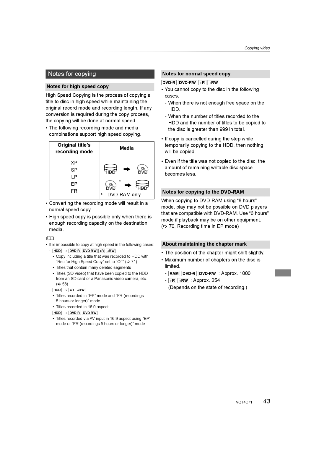 Panasonic DMR-XW390 operating instructions Media, DVD-RAM only, About maintaining the chapter mark 