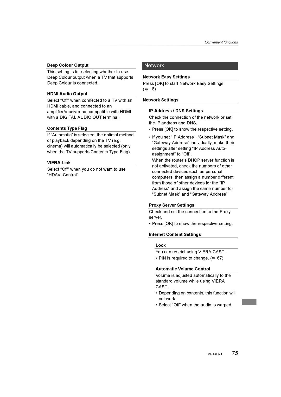 Panasonic DMR-XW390 operating instructions Network 