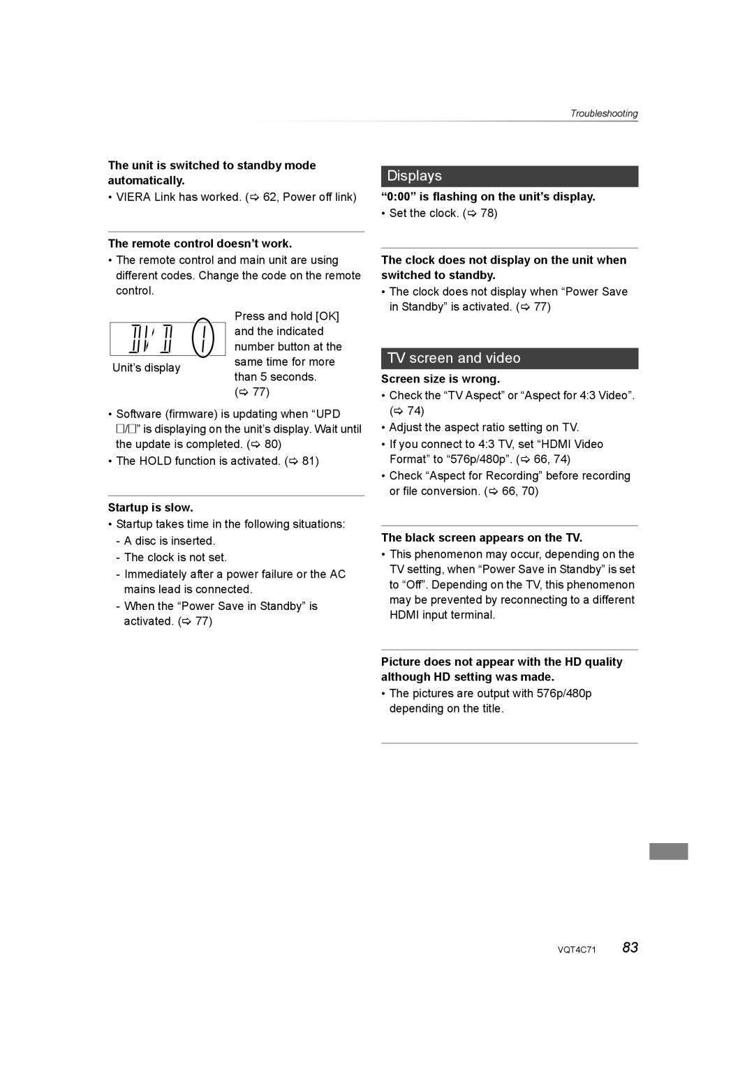 Panasonic DMR-XW390 operating instructions Displays, TV screen and video 