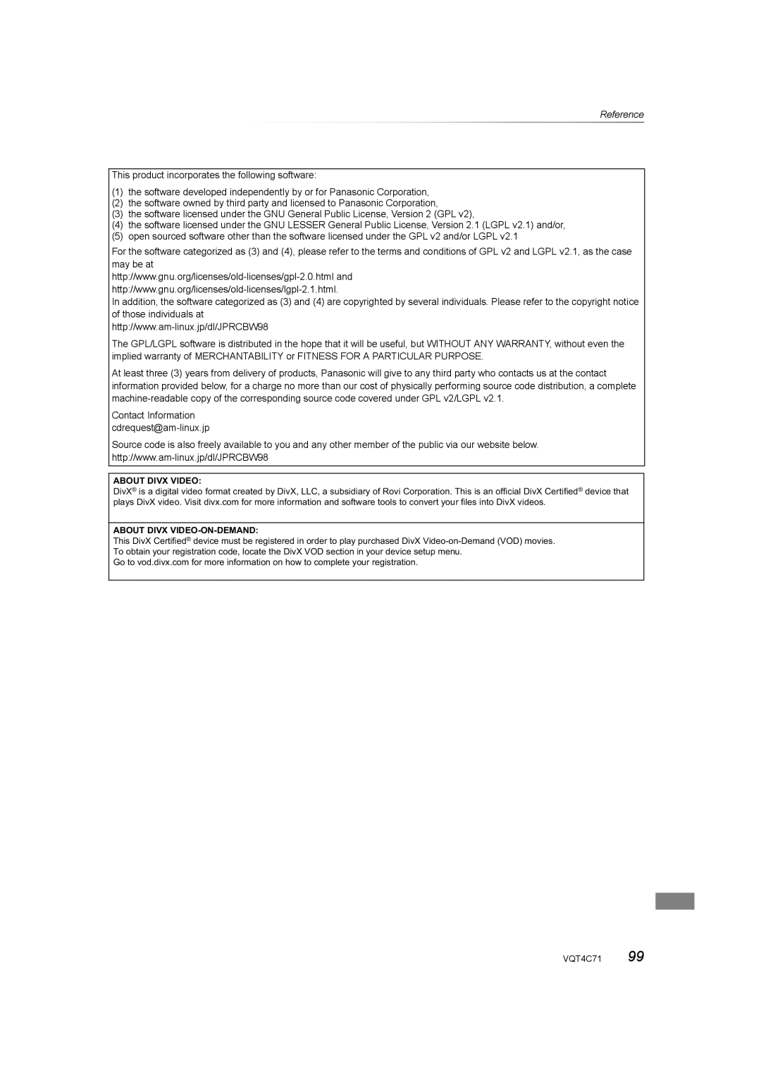 Panasonic DMR-XW390 operating instructions About Divx Video About Divx VIDEO-ON-DEMAND 