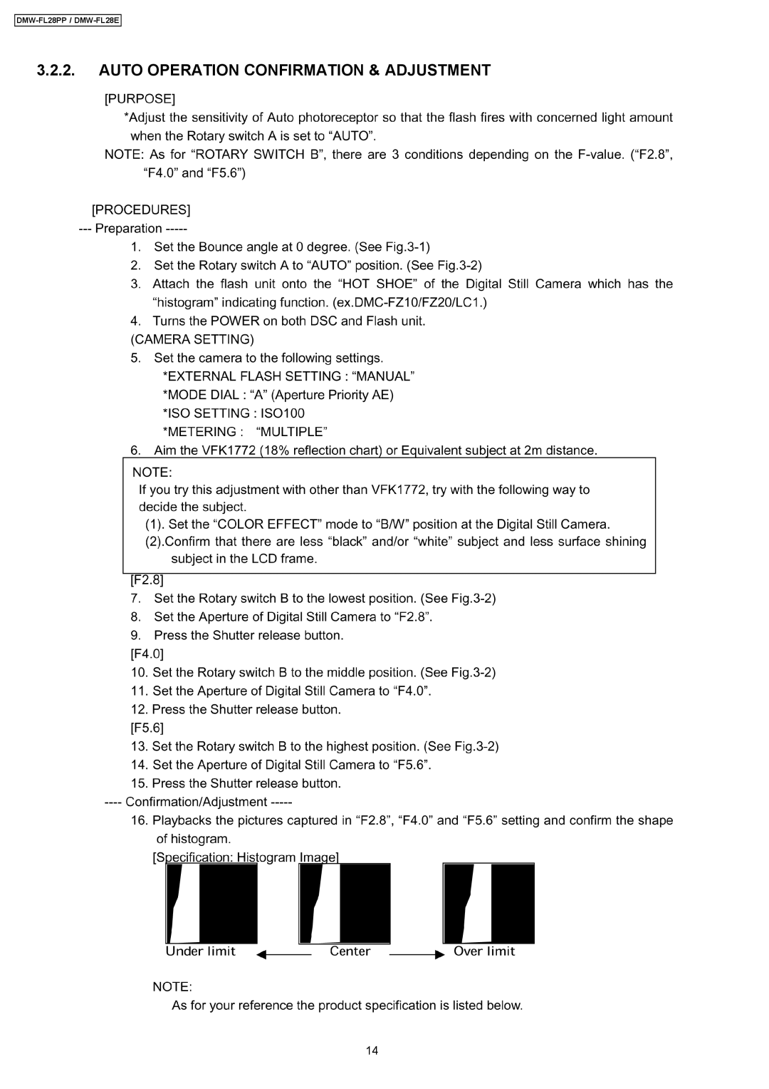 Panasonic DMW-FL28PP manual Auto Operation Confirmation & Adjustment 