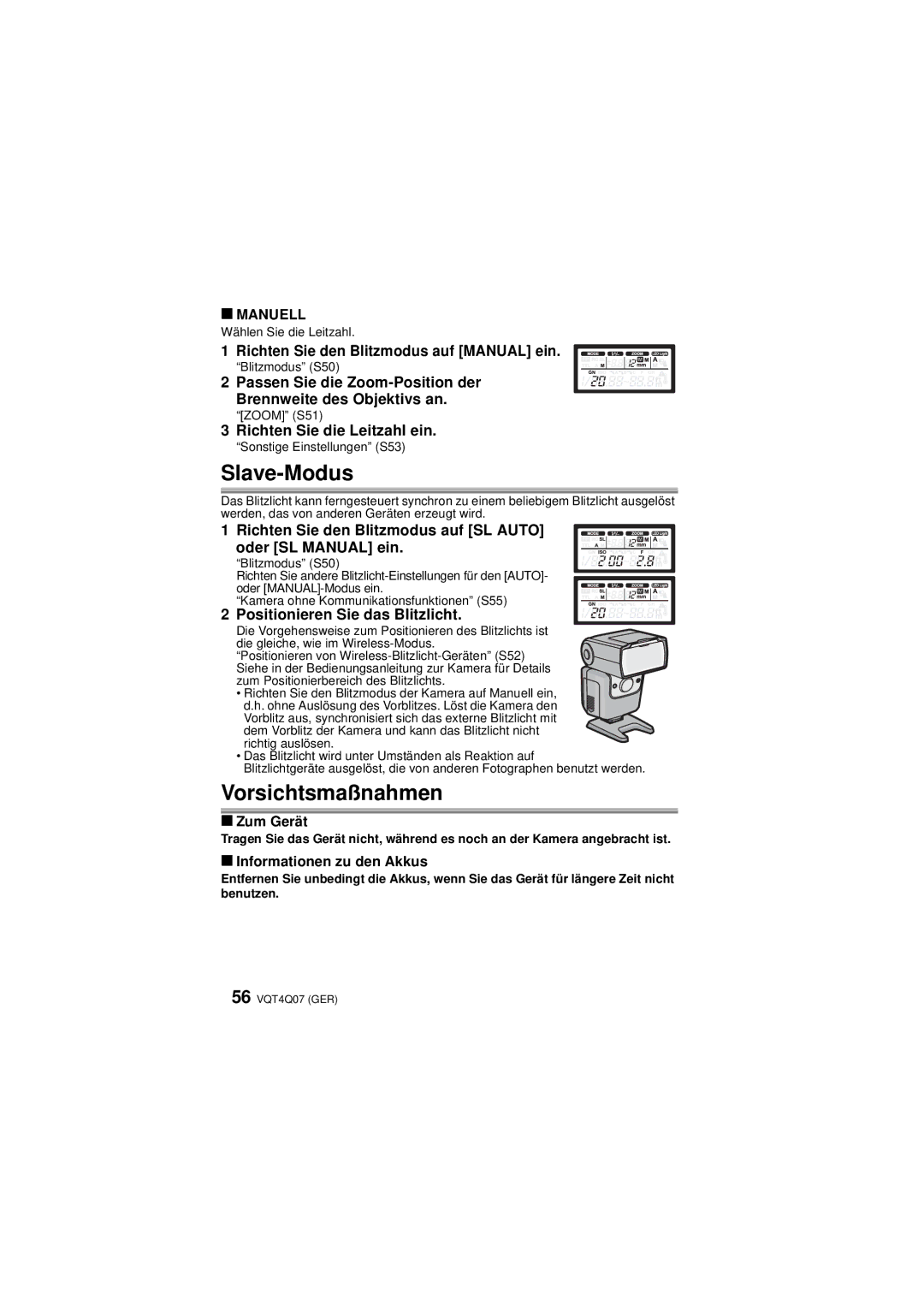 Panasonic DMW-FL360L operating instructions Slave-Modus 