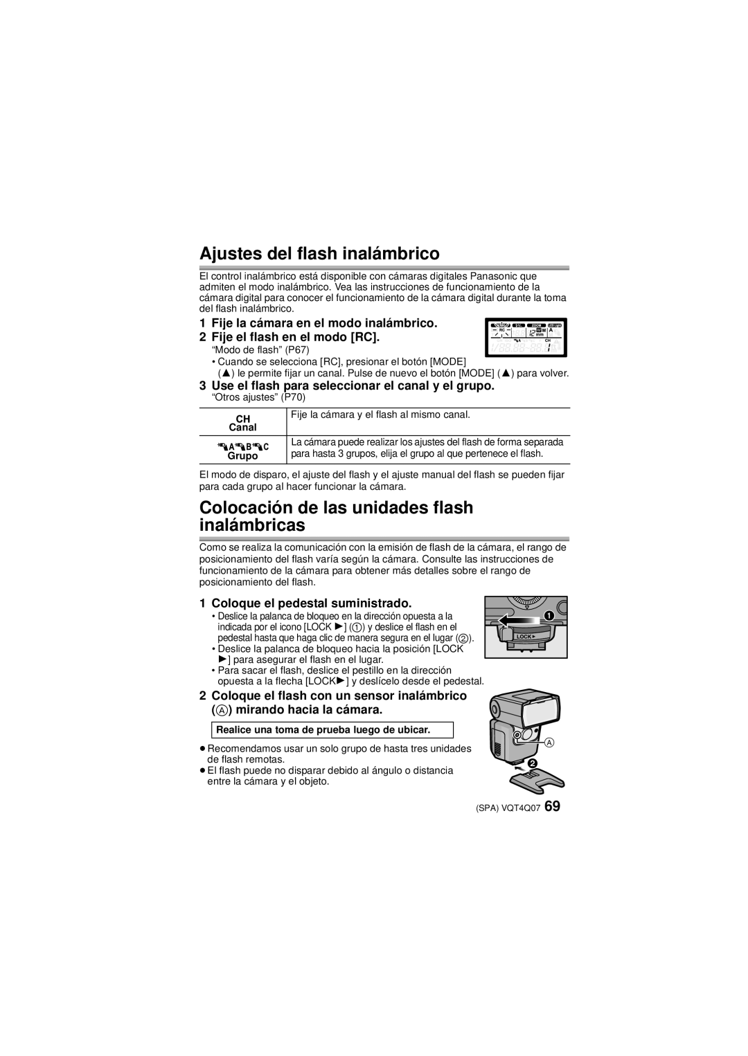 Panasonic DMW-FL360L operating instructions Ajustes del flash inalámbrico, Colocación de las unidades flash inalámbricas 