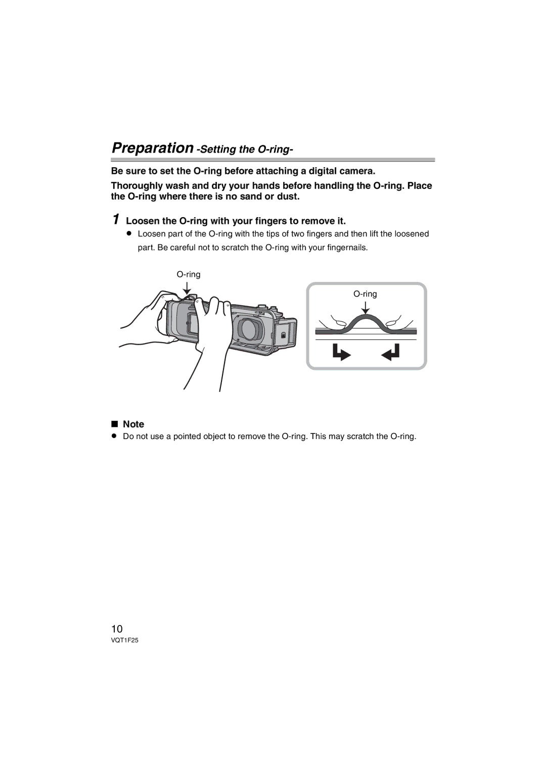 Panasonic DMW-MCTZ3 operating instructions Preparation -Setting the O-ring 