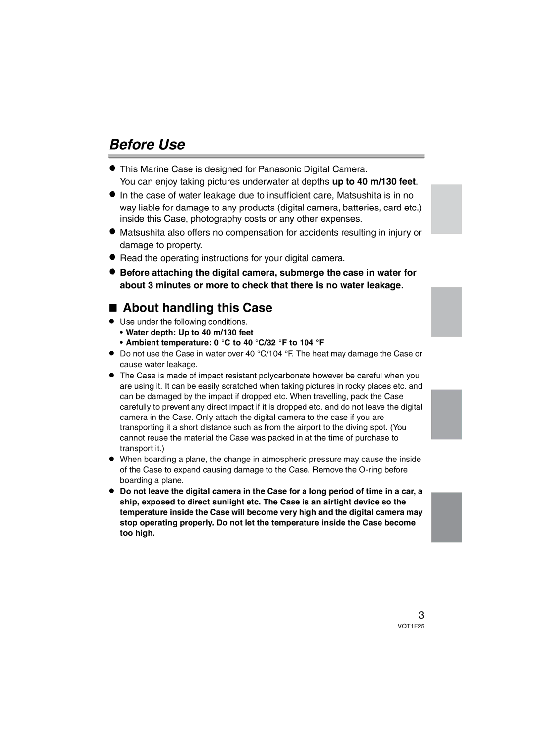 Panasonic DMW-MCTZ3 operating instructions VQT1F25 