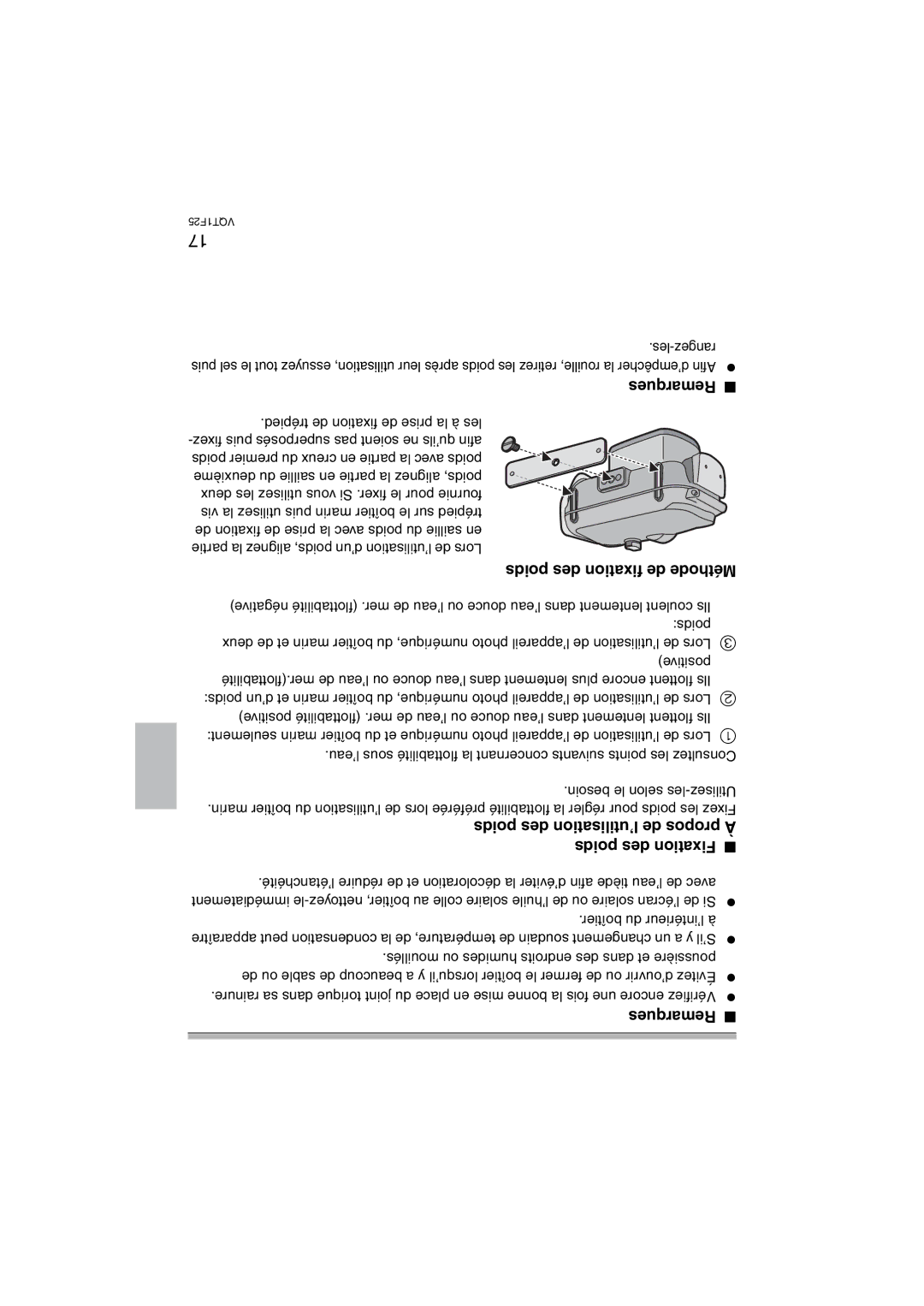 Panasonic DMW-MCTZ3 Poids des fixation de Méthode, Poids des l’utilisation de propos À, Poids des Fixation 