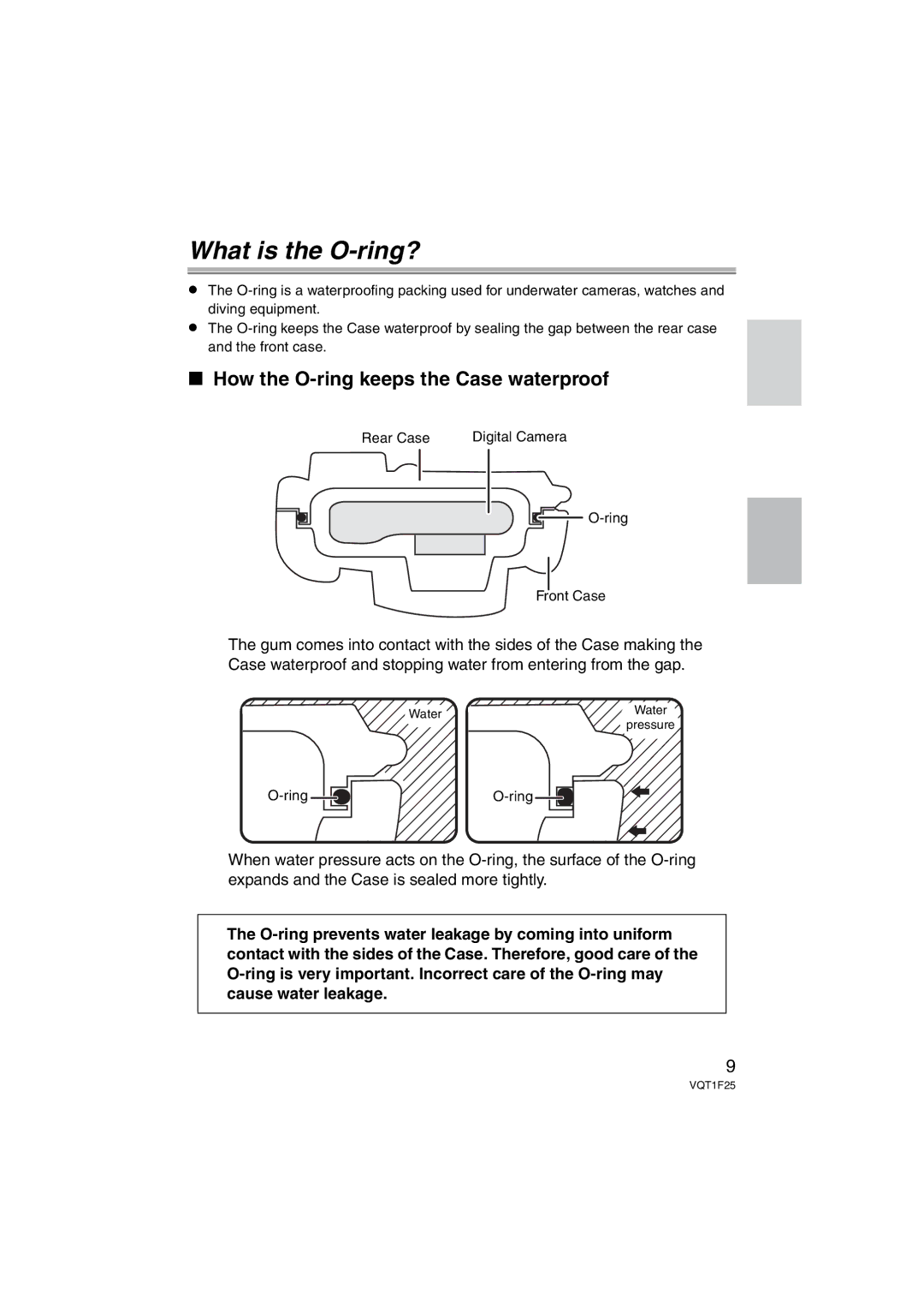 Panasonic DMW-MCTZ3 operating instructions What is the O-ring?, How the O-ring keeps the Case waterproof 