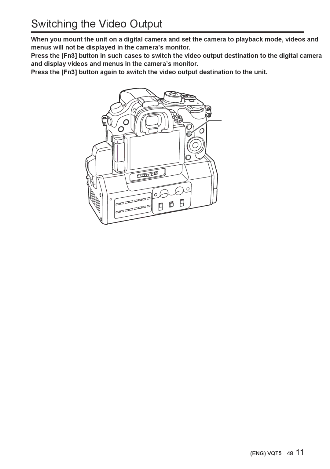 Panasonic DMW-YAGHPP owner manual Switching the Video Output 