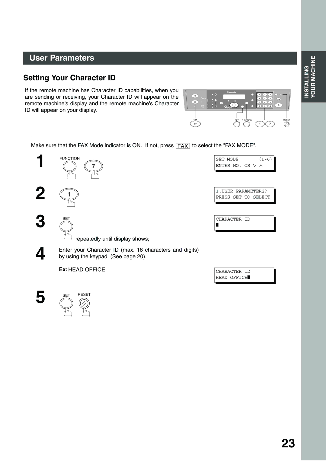 Panasonic DP-135FP appendix Setting Your Character ID, Ex Head Office 