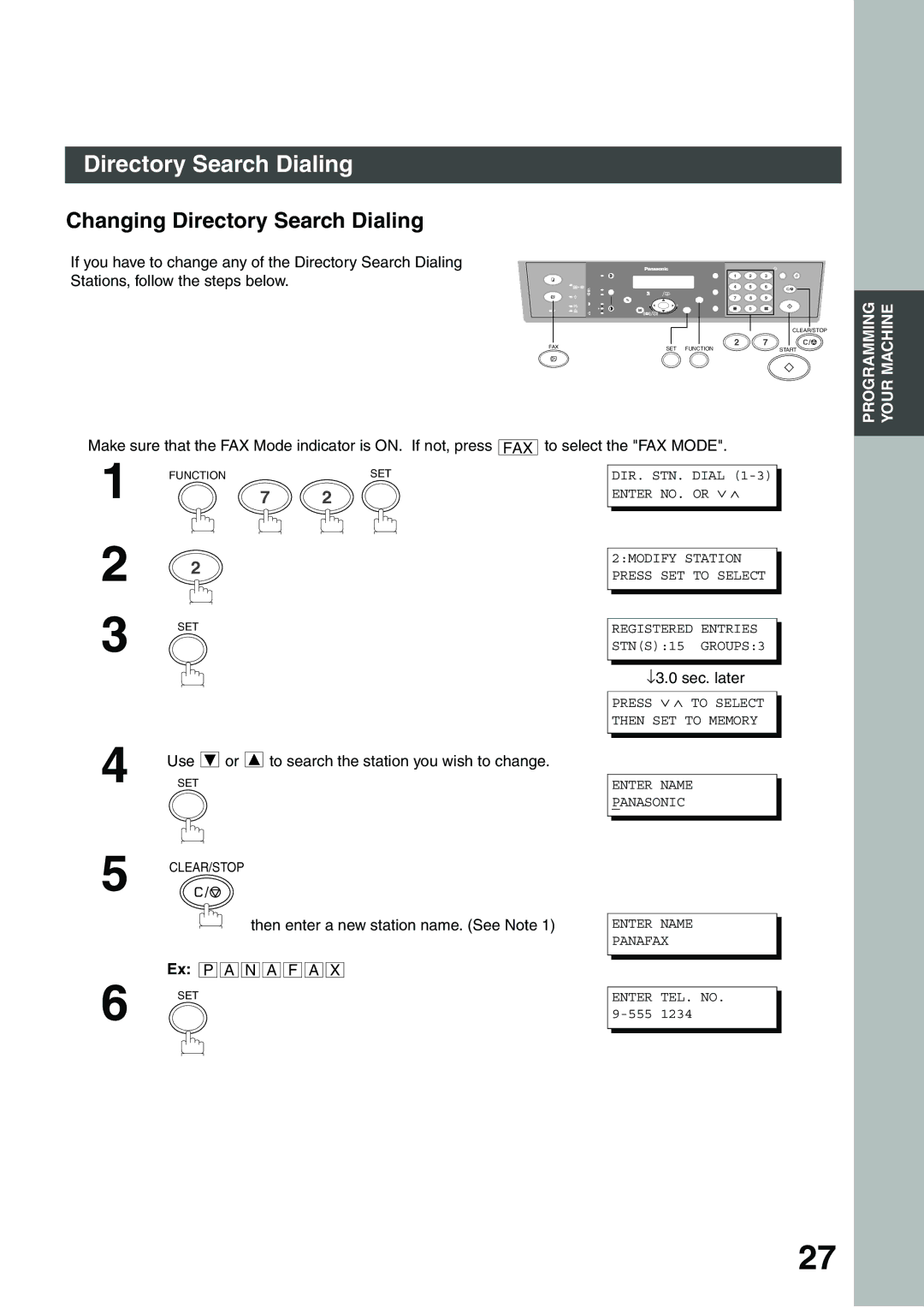 Panasonic DP-135FP appendix Changing Directory Search Dialing, If you have to change any of the Directory Search Dialing 