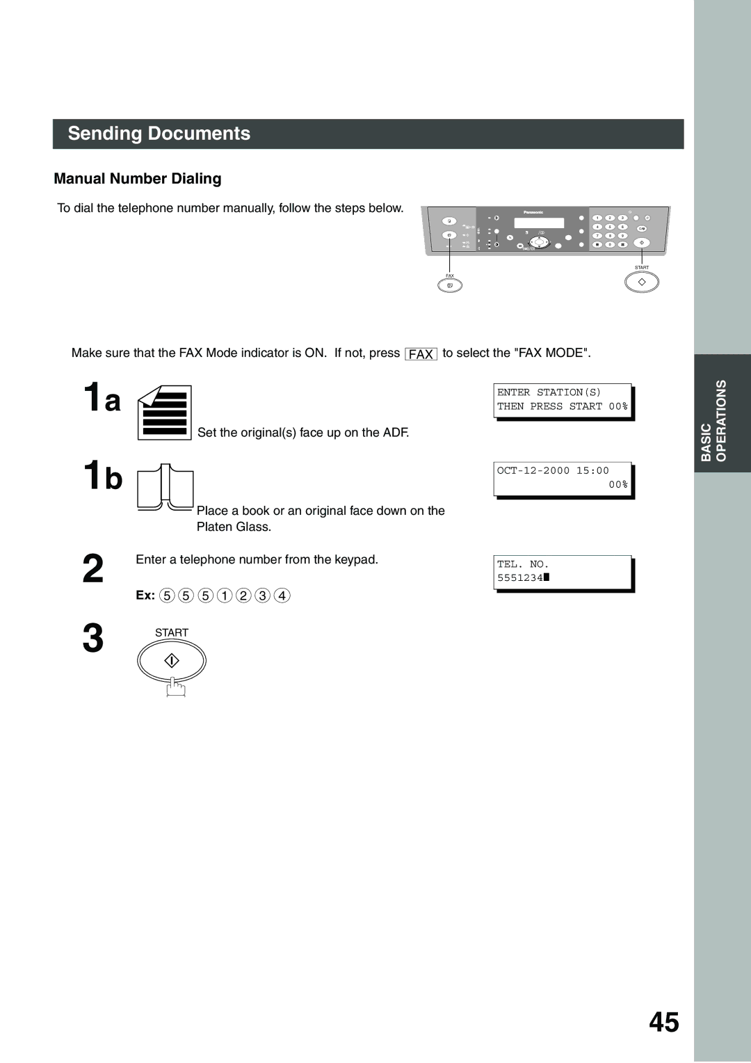 Panasonic DP-135FP appendix Manual Number Dialing 