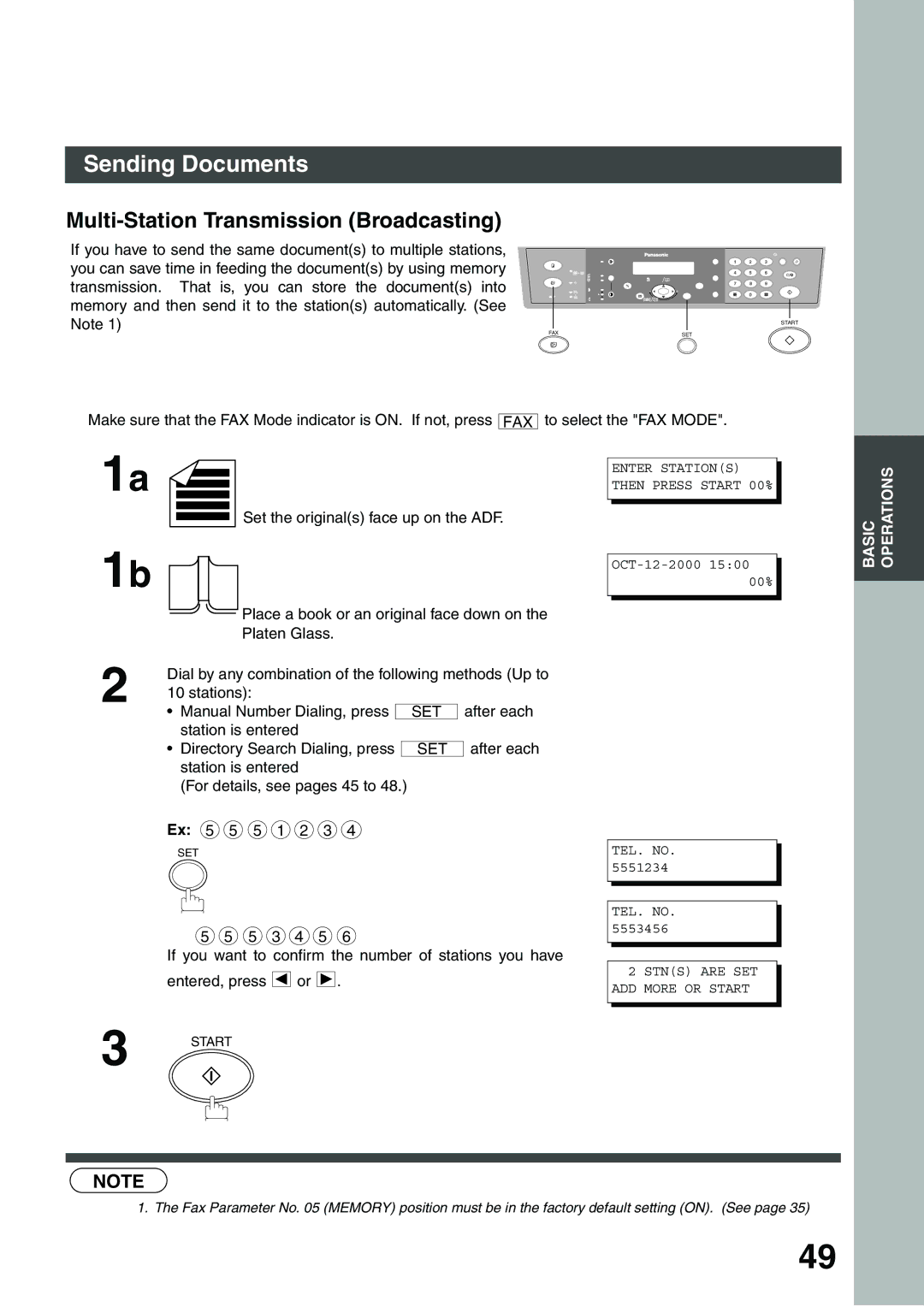 Panasonic DP-135FP Multi-Station Transmission Broadcasting, If you have to send the same documents to multiple stations 