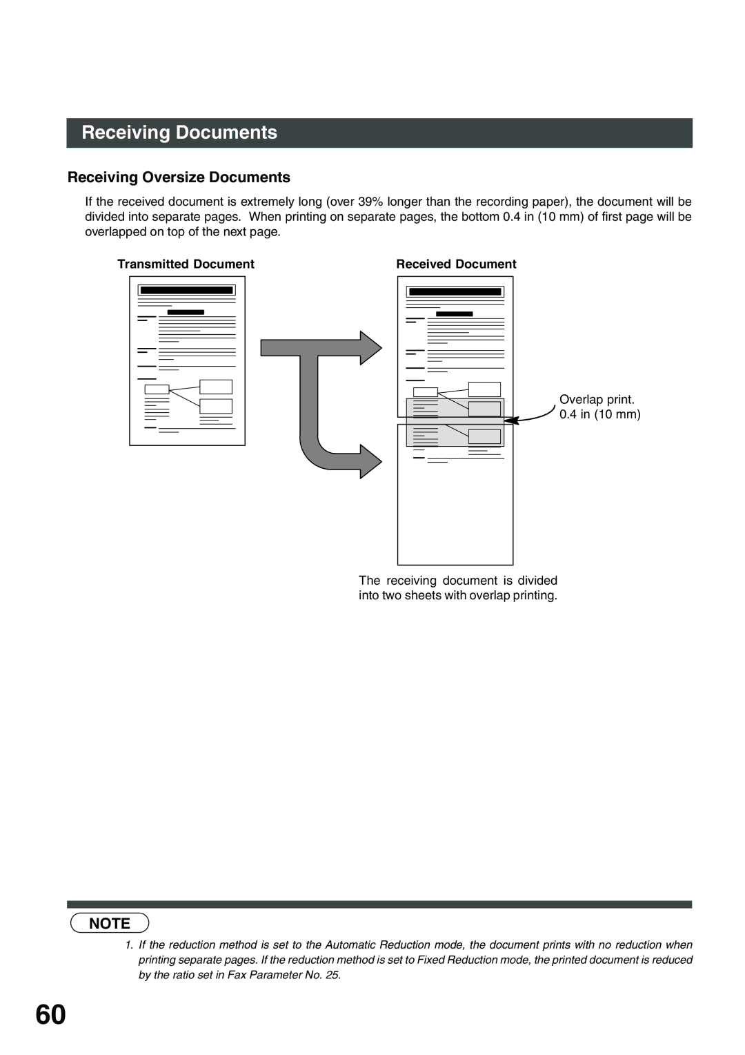 Panasonic DP-135FP appendix Receiving Oversize Documents, Transmitted Document Received Document 