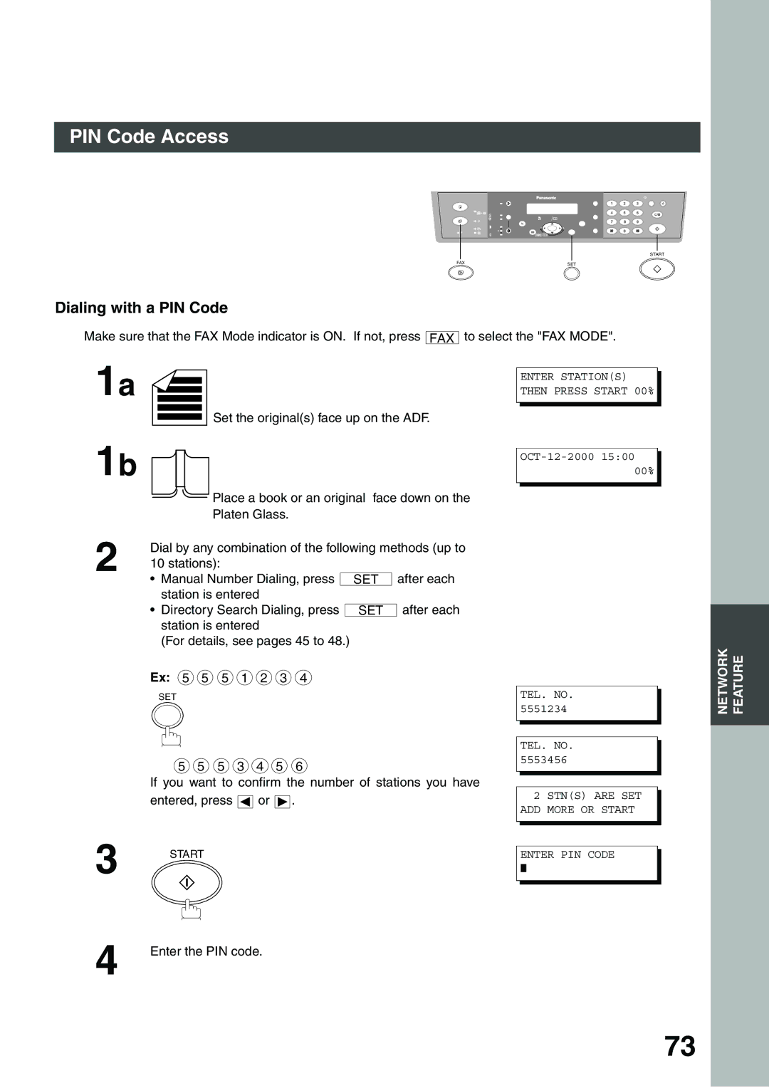 Panasonic DP-135FP appendix Dialing with a PIN Code, Enter the PIN code 