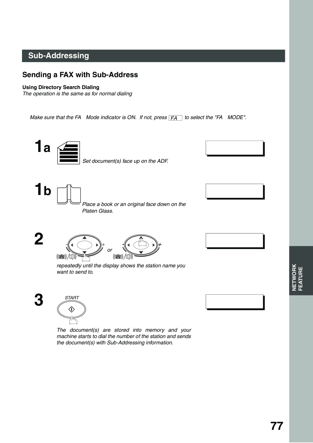 Panasonic DP-135FP appendix Sending a FAX with Sub-Address, Using Directory Search Dialing 