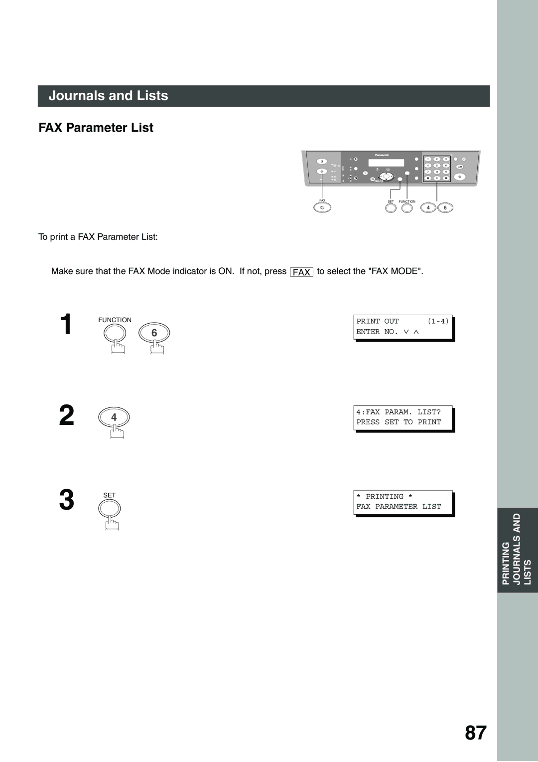 Panasonic DP-135FP appendix FAX Parameter List 